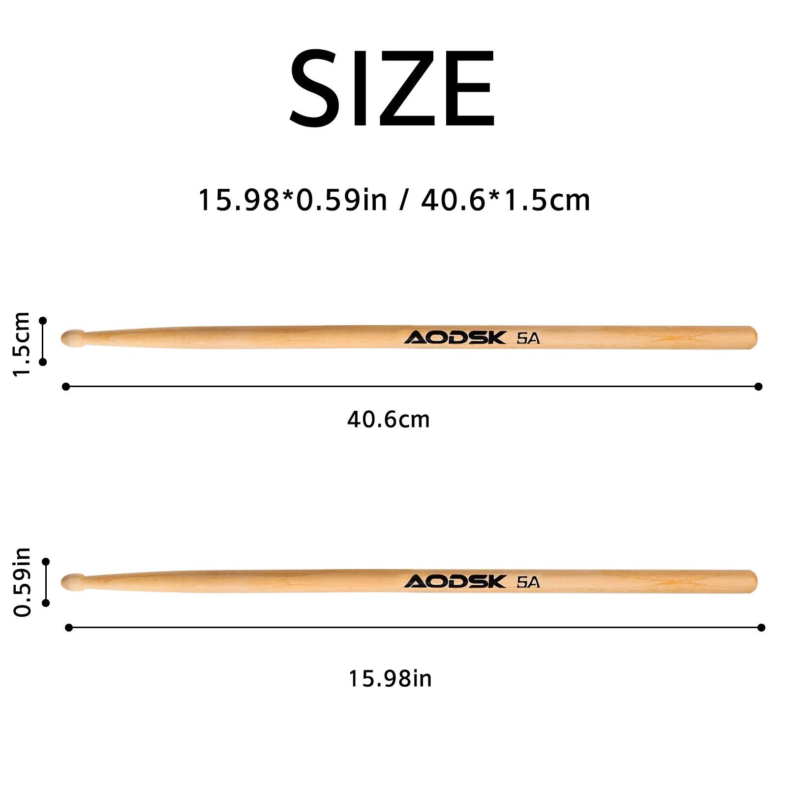 AODSK Drum Sticks 5A Classic America Maple Wood Tear Drop Tip Drumsticks Anti-Slip,Suitable for adults and children with storage Bags-6 Pairs