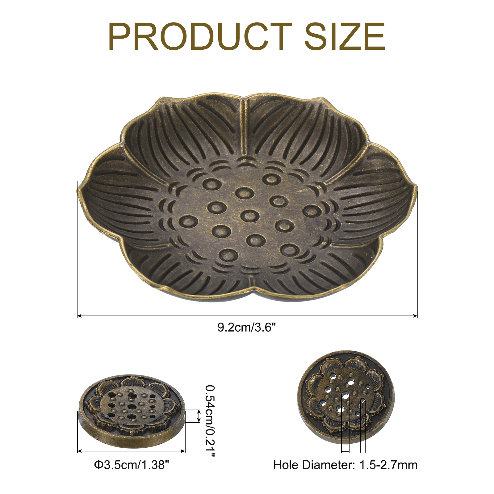 2pcs Flower Incense Holder Incense Burner Holder Gourd-Shape Ash Catchers Bronze