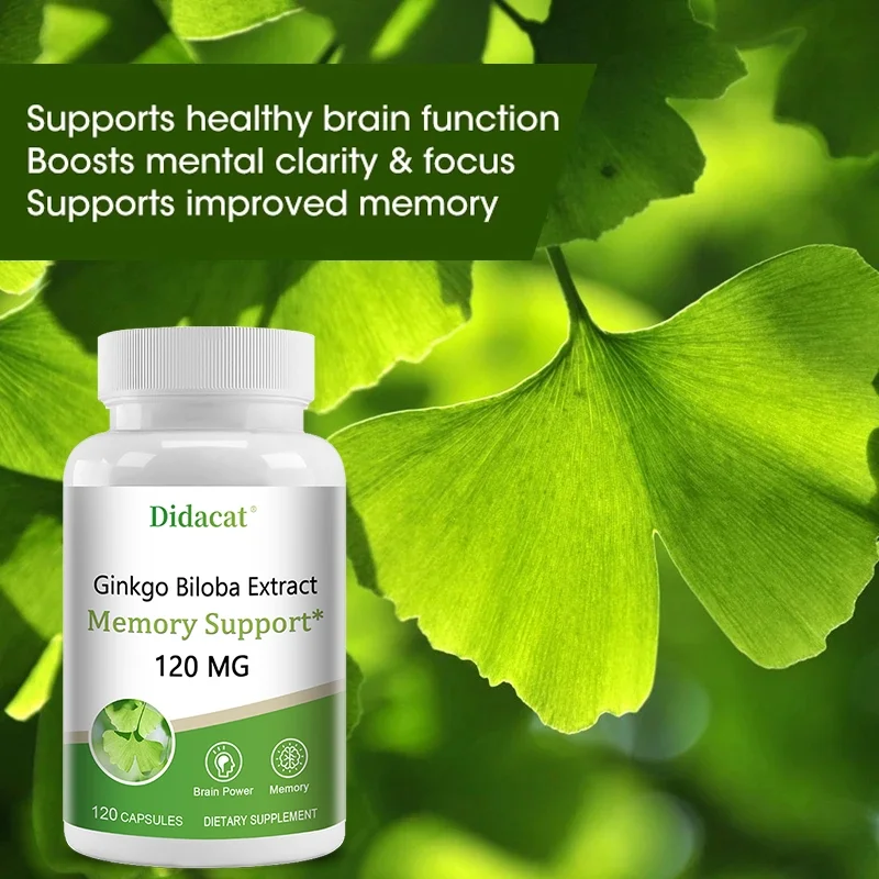 Didacat Ginkgo Biloba Extract 120mg - Brain Memory Support, 30/60/120 Capsules