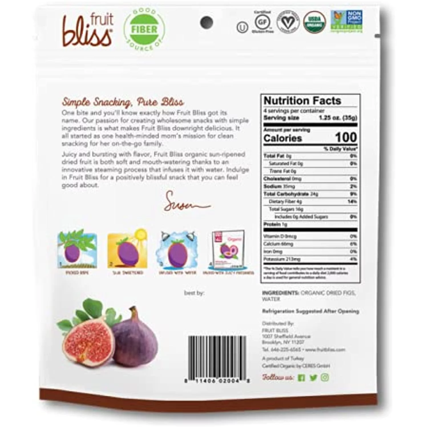 Organic Turkish Figs Dried Fruit Snacks, Sweet, Soft & Juicy Sun-Dried Figs – Healthy Snacks For On The Go – Organic Figs Treats Are Non-Gmo, Gluten-Free, Vegan Fig Snacks (3 Pack - 5 Oz. Each)