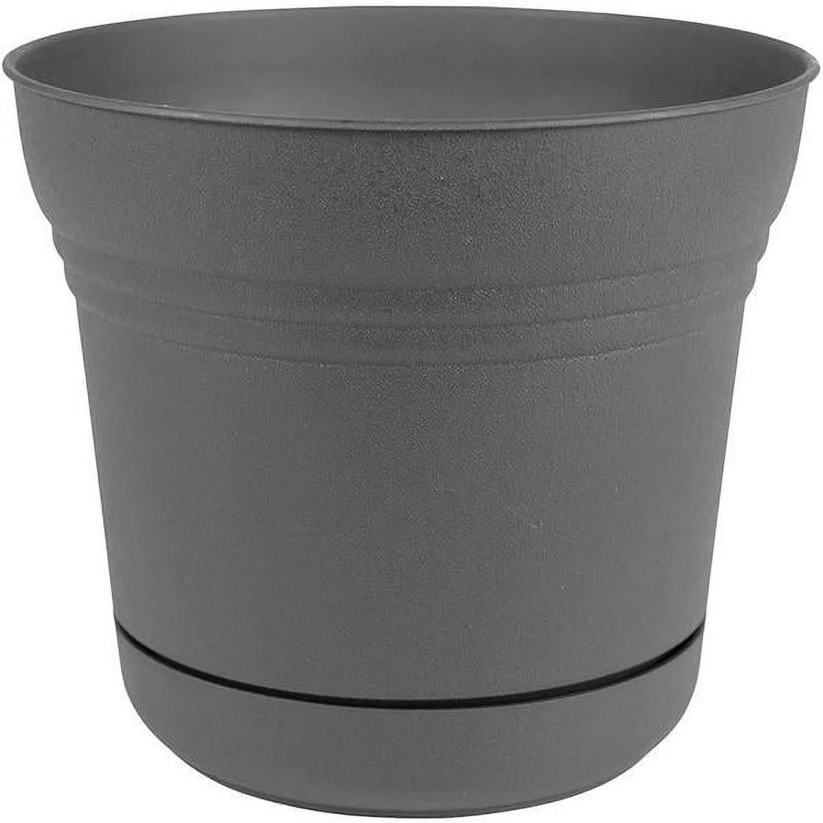 2 PC Bloem 7 in. Dia. Polyresin Saturn Planter Charcoal
