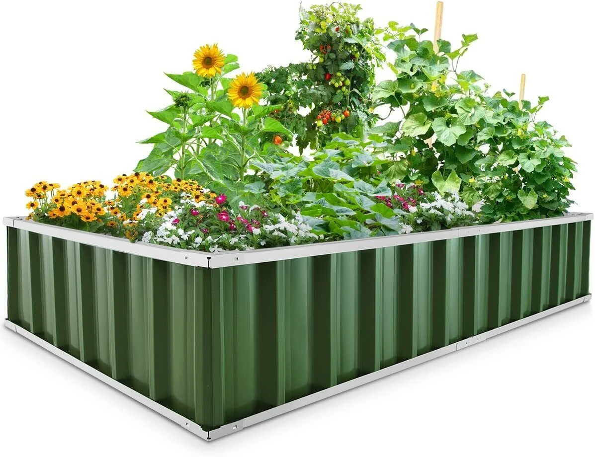 KING BIRD OUTDOOR GALVANIZED RAISED GARDEN BED METAL PLANTER BOX 68