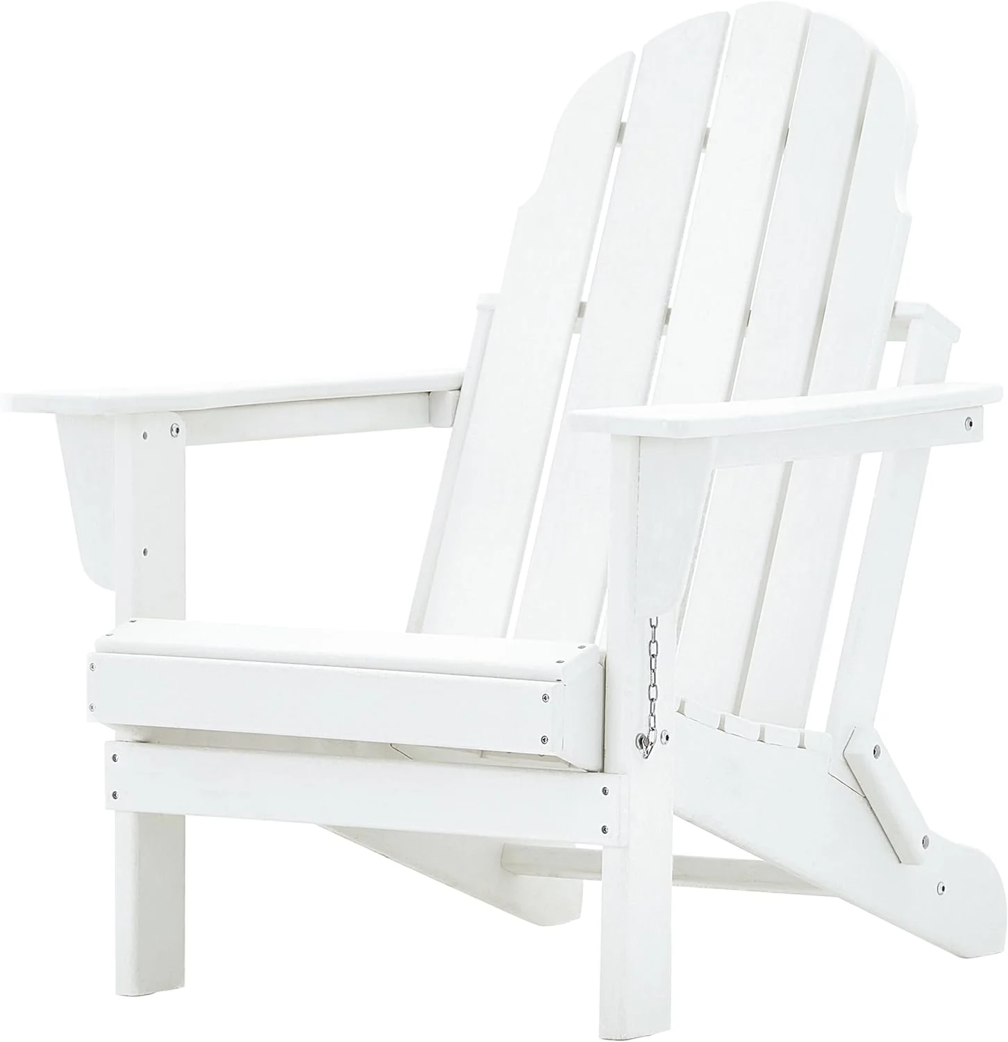 Adirondack Folding Chair, HDPE Outdoor Plastic Patio Chairs for Fire Pits, Gardens, Decks, Seaside Weather Resistant, Waterproof, Easy to Assemble (White)