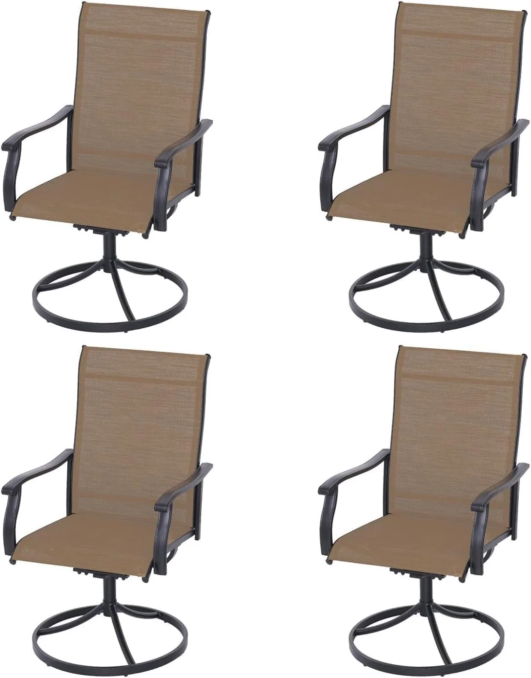 4 Piece Patio Outdoor Dining Chairs Swivel Chairs, All Weather Breathable Textile Garden Furniture Chairs Set for Backyard, Set of 4 - Brown