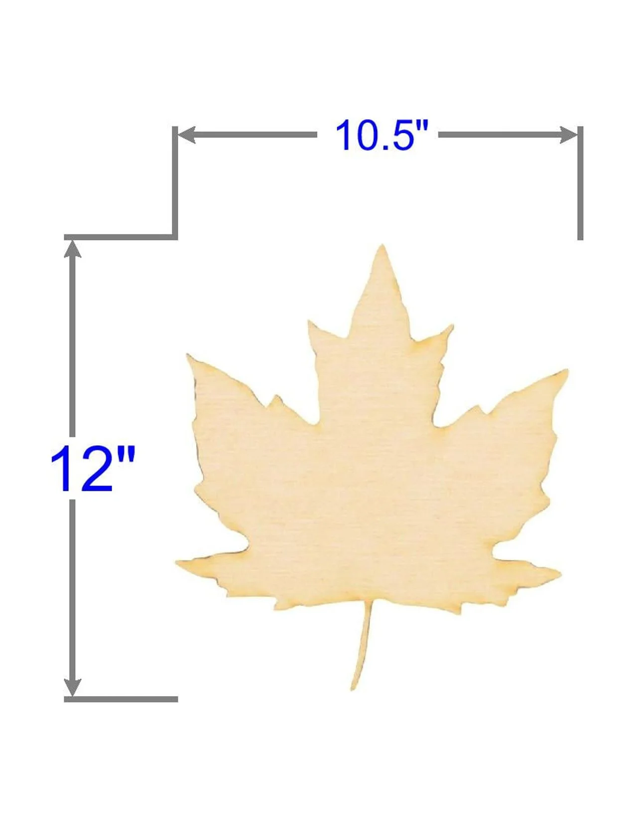 Unfinished Maple Leaf Wood Cutout (1/4” Thickness, Large 10.5