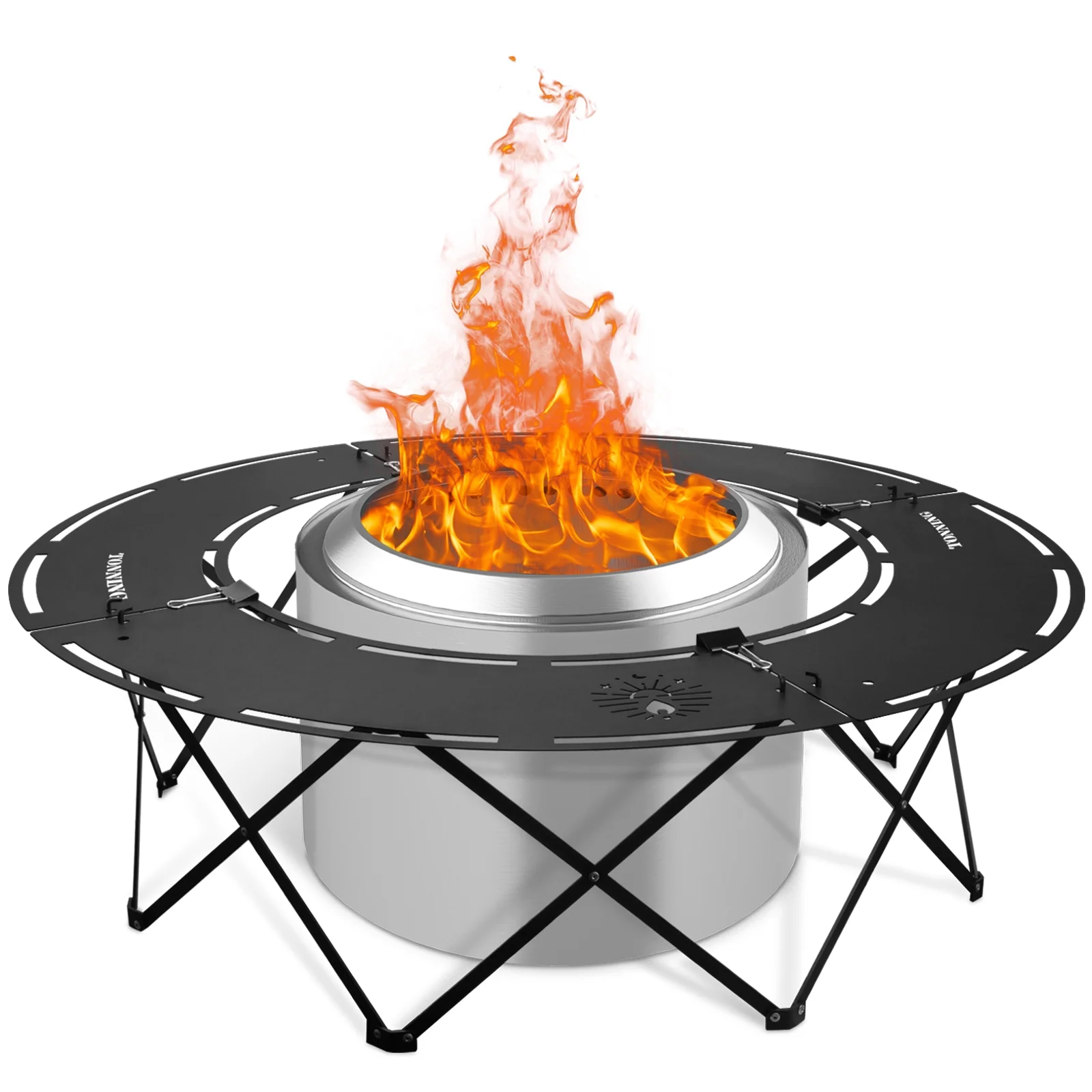 Fire Pit Solo Stove Surround Tabletop, Suitable for Bonfire Wood Burning Outdoor Fire Pit,Easy to Install and Portable,Ideal for Courtyard and Outdoor Camping,Black