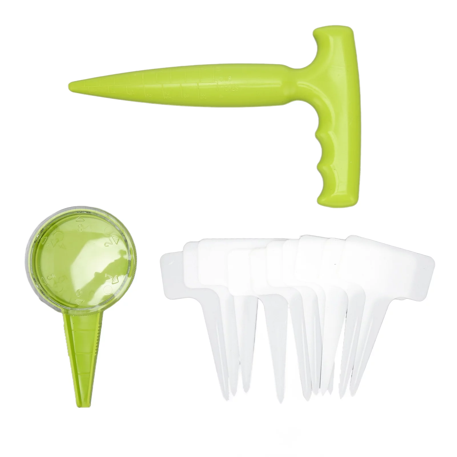 Qukaim Hand Seed Sower Seeder, 12pcs Seed Dispenser Planter Tool Set with 5 Dial Settings, Plant Dibber with Measurements, 10 Plant Label