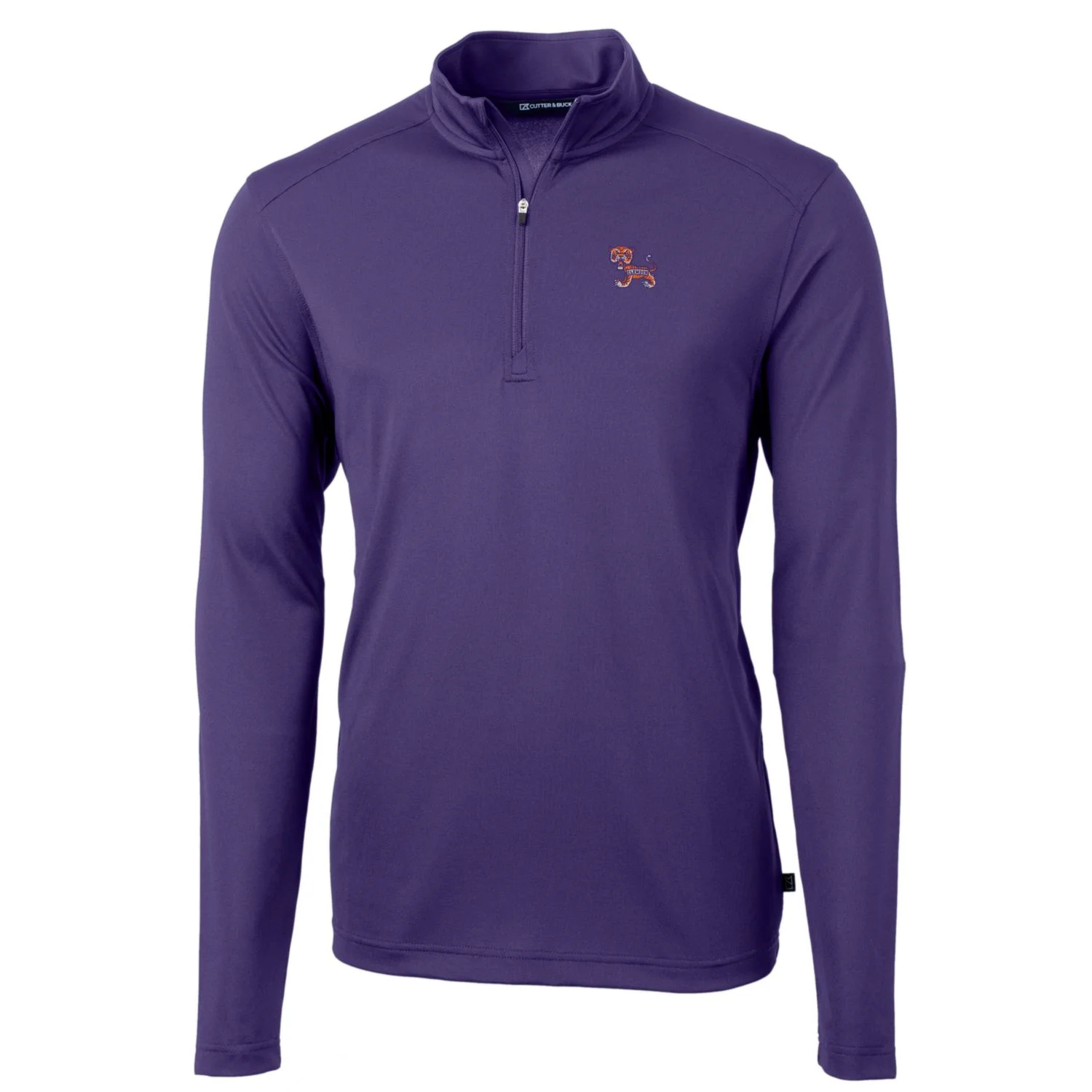 Men's Cutter & Buck Purple Clemson Tigers Virtue Eco Pique Recycled Quarter-Zip Pullover Top