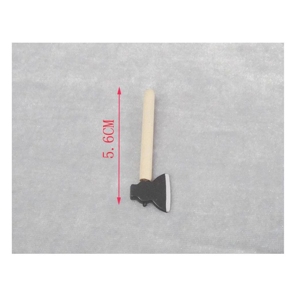 Dolls House Miniature Wooden Handle Hatchet Hoe Garden Supplies Hand Tools Set 3pcs