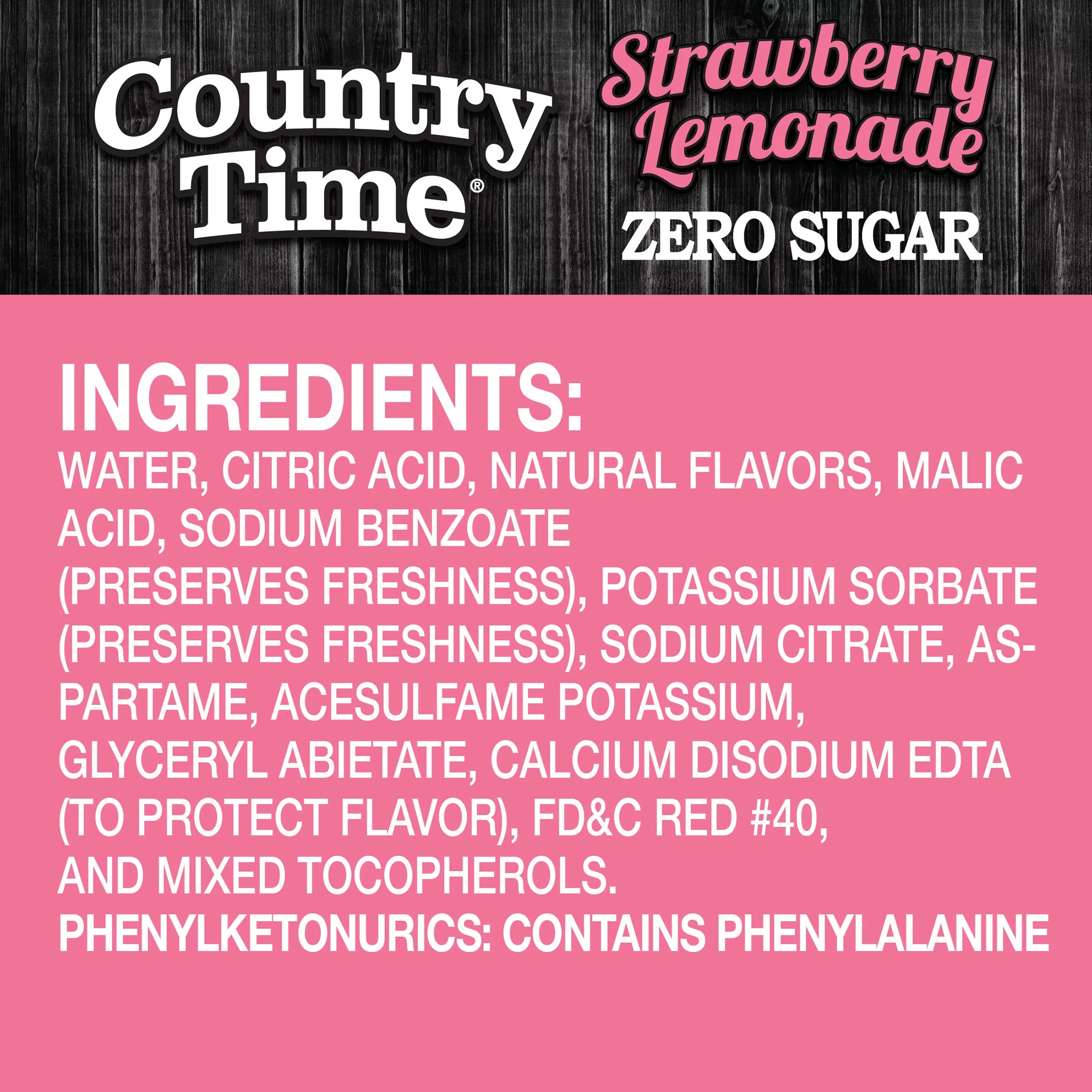 Country Time Zero Sugar Strawberry Lemonade Fruit Juice 12 fl oz, 12 Pack Cans