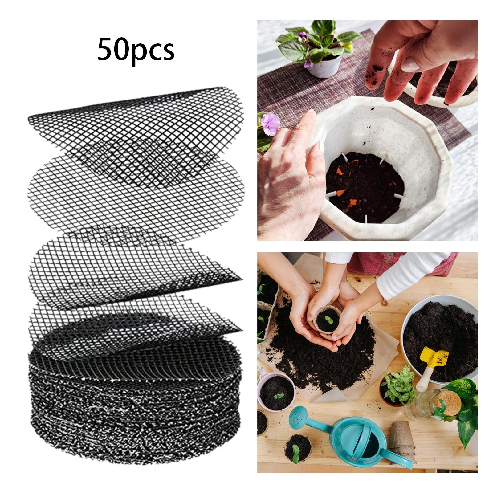 kesoto 50 Pieces Bonsai Pot Bottom Mesh Plant Pot Drainage Hole Screens,Polyester Gardening Gifts Flower Pot Hole Mesh Pad Diameter 10cm