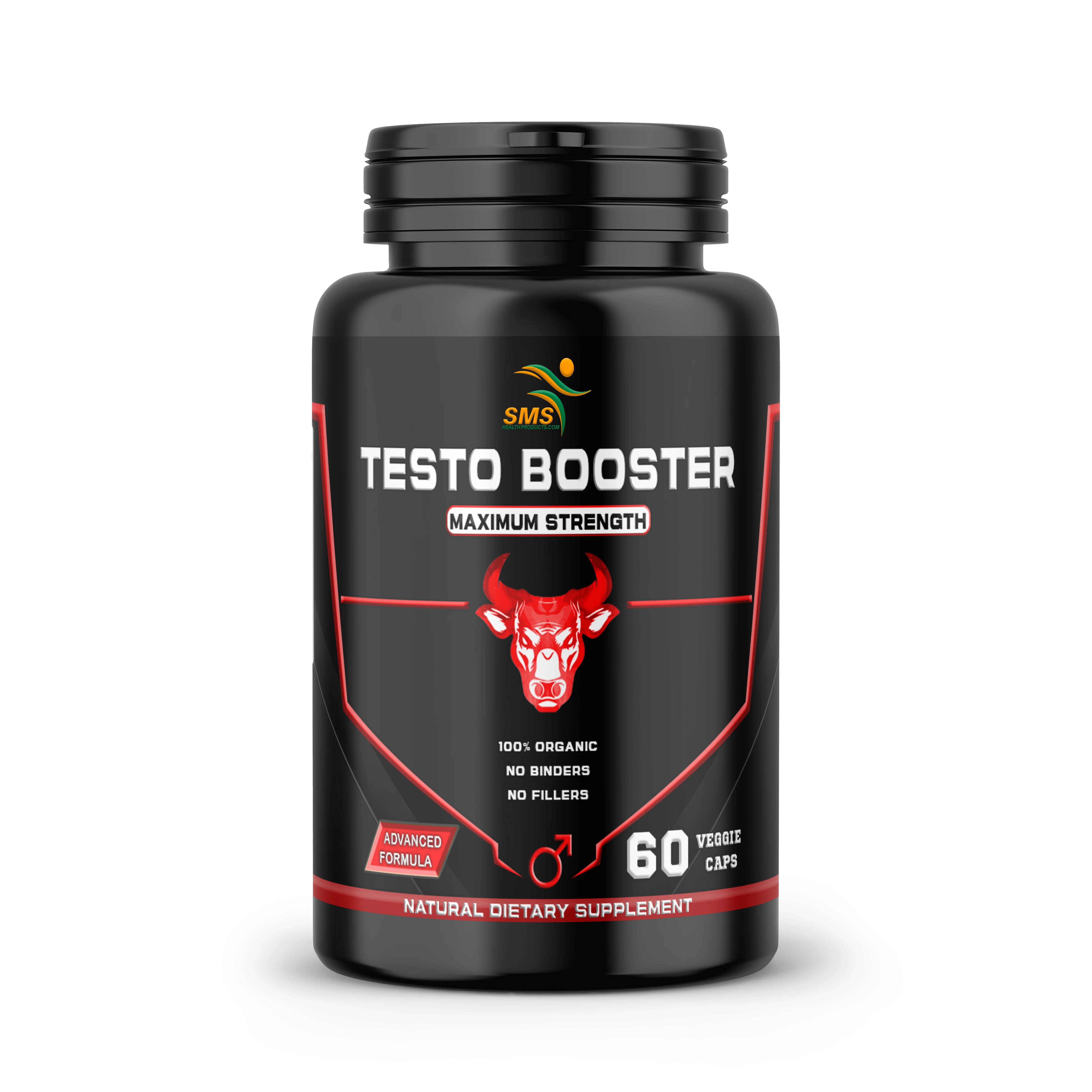 Testo Booster Dietary Supplement - Supports Men's Health & Vitality with Tongkat Ali, Tribulus, Black Ginseng & Fenugreek, Vegetarian, 60 Veggie Capsules