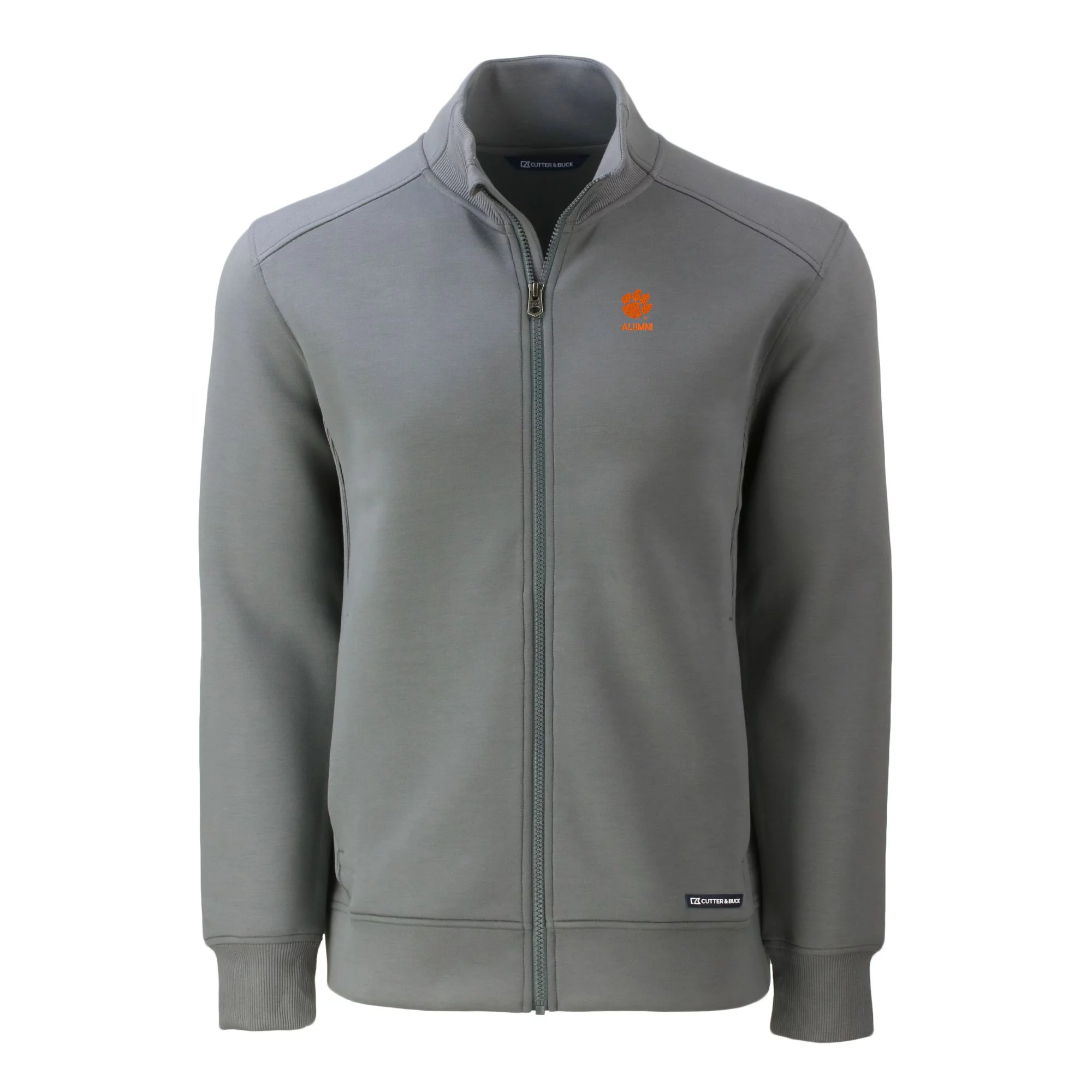 Men's Cutter & Buck  Gray Clemson Tigers Alumni Logo Roam Eco Recycled Full-Zip Jacket