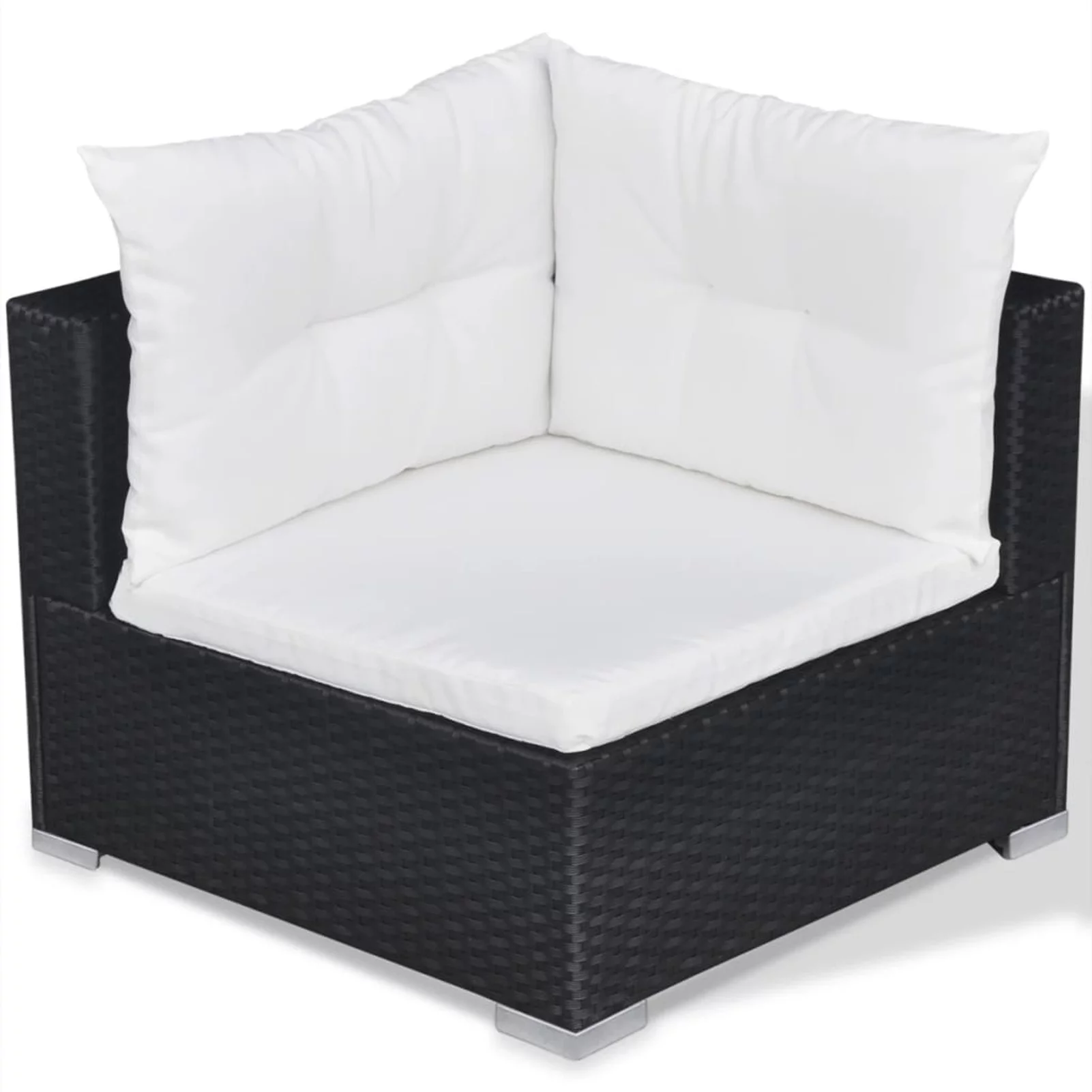 ametoys 10 Piece Patio Set with Cushions Poly Rattan Black