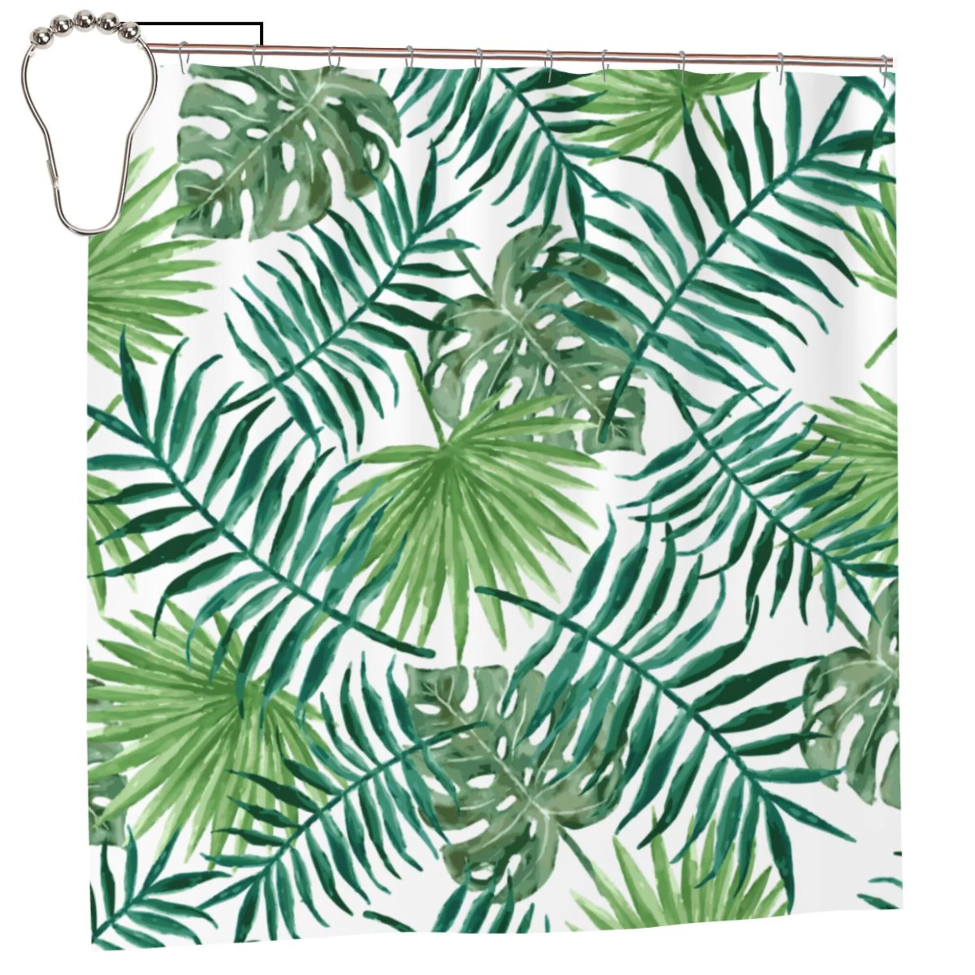 YFYANG Waterproof Bathroom Shower Curtain, Tropical Plant Patterns Shower Curtain Set with Hooks, Home Bathroom Tub Decor - 72 