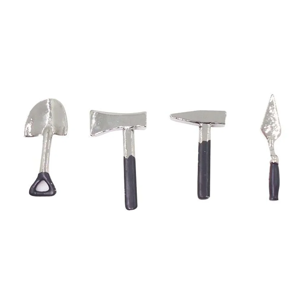 MERIGLARE 5xDollhouse Miniature Alloy Metal Gardening Tool Set Fairy Garden Doll Toy 5 Pcs