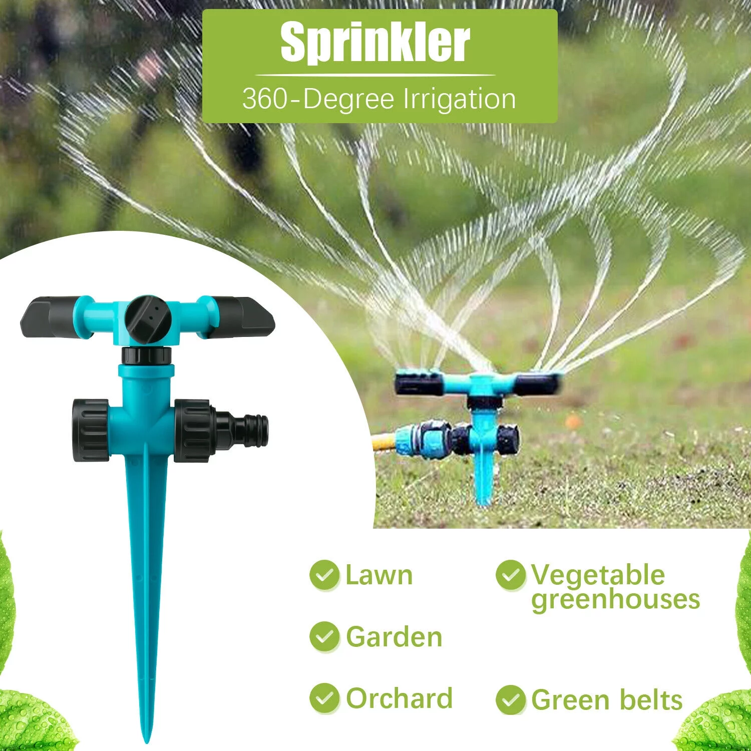 Garden Lawn Sprinkler 3Auto Spray Grass Watering Irrigation System Patio Yard