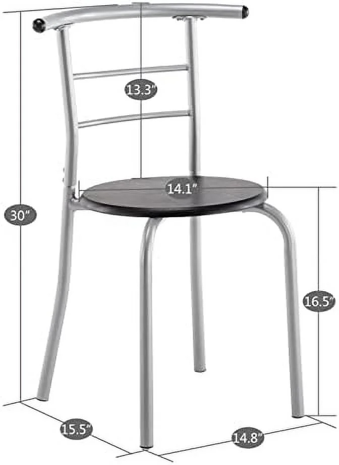 HYHBIBOOM 3-Piece Dining Table Set - Small Kitchen Breakfast Table Set - Wooden Table and 2 Chairs with Metal Frame - Compact Breakfast Nook Dining Set with Built-in Wine Rack - Space Sav