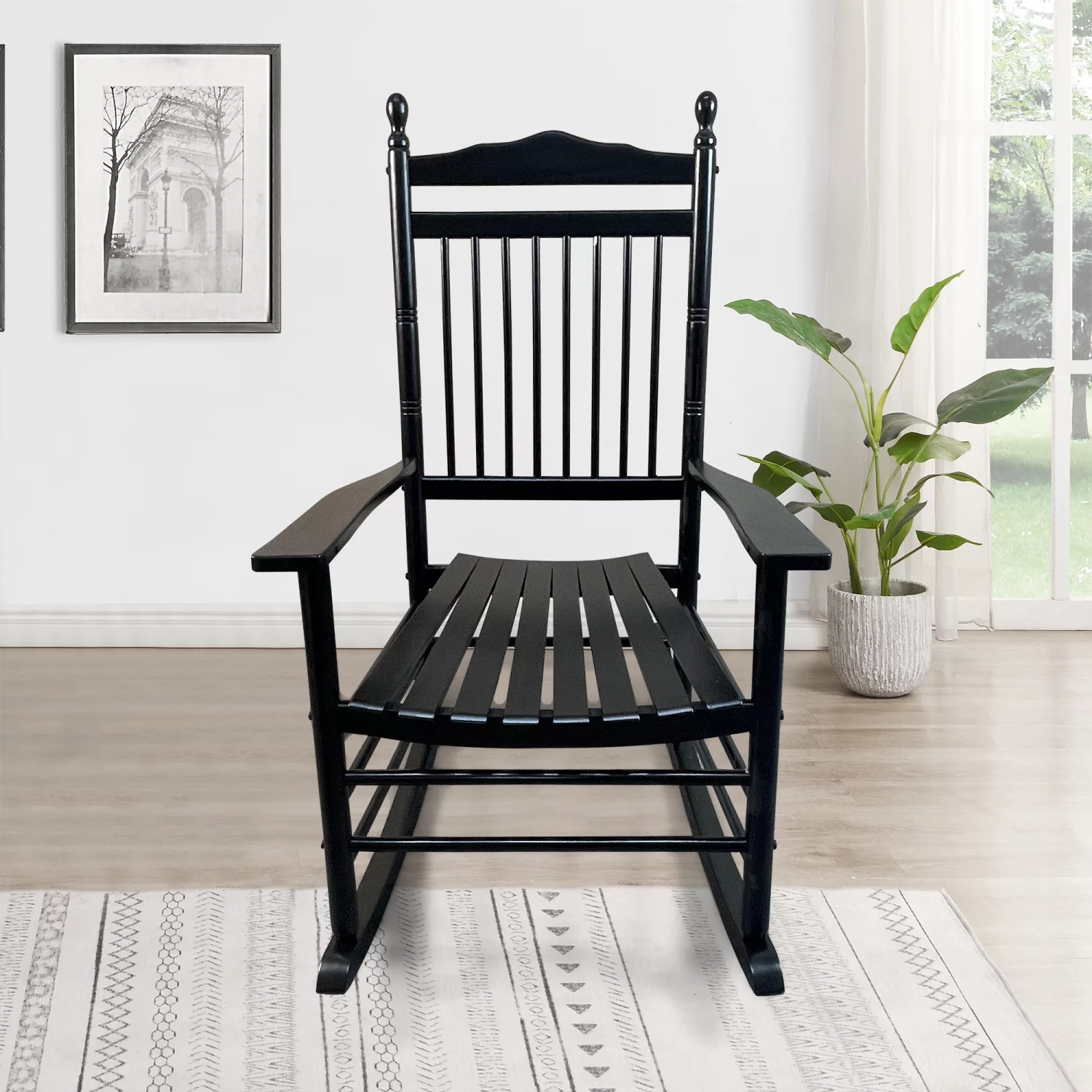 ZJbiubiuHome wooden porch rocker chair BLACK  without mat