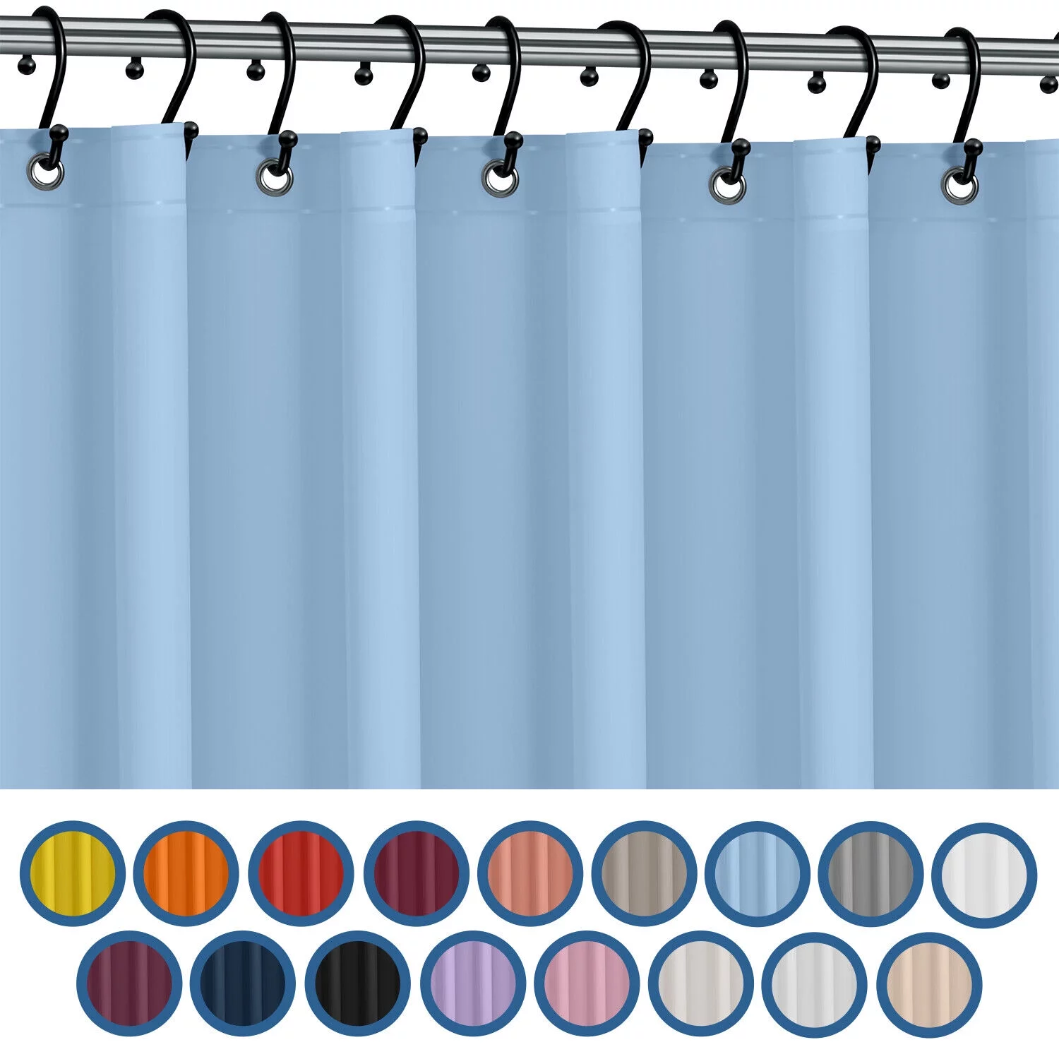 HEAVY DUTY MILDEW FREE VINYL WATERPROOF SHOWER CURTAIN LINER WITH MAGNETS