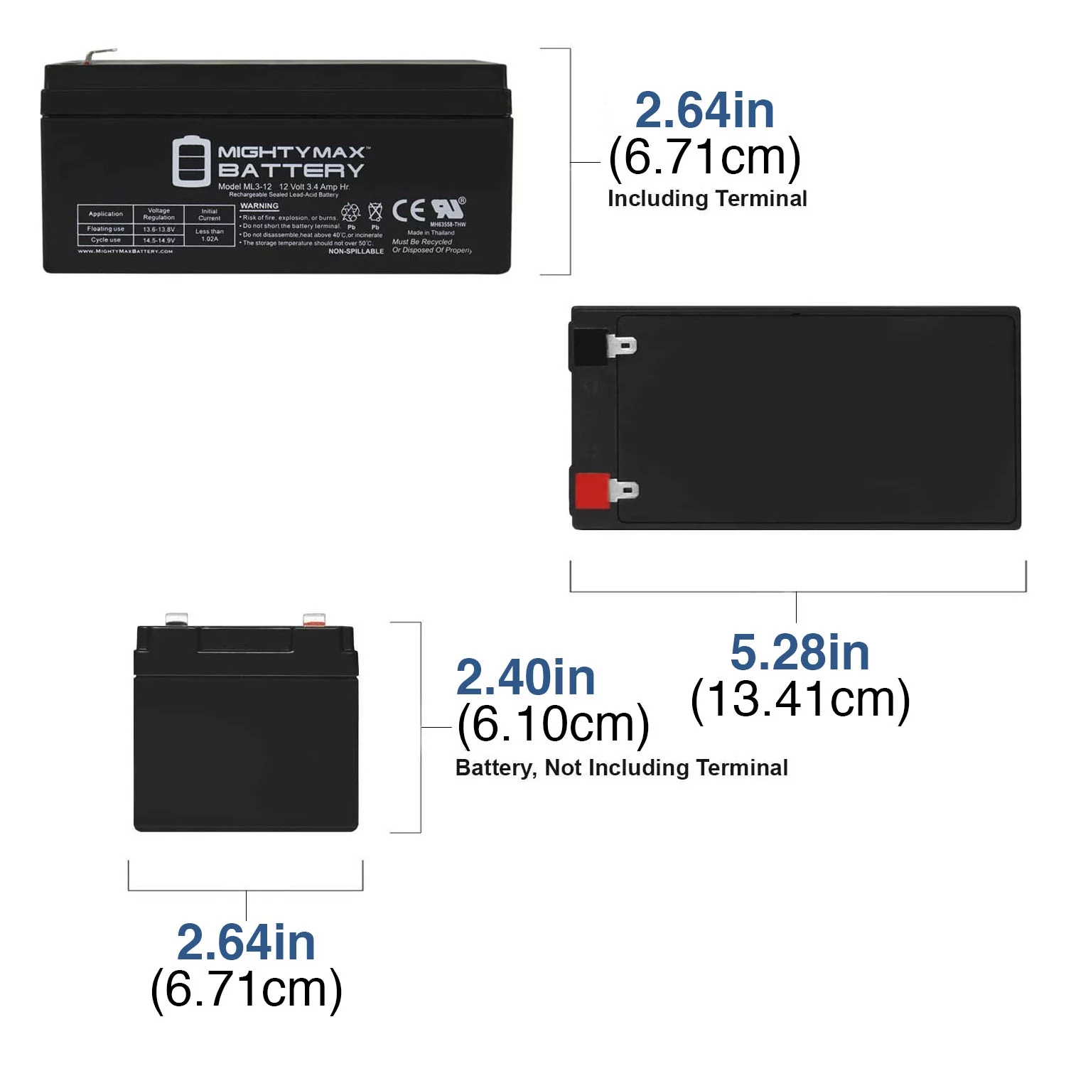 ML3-12 Replacement part For Toro Lawn mower # 106-8397 BATTERY-12 VOLT  - 6 Pack