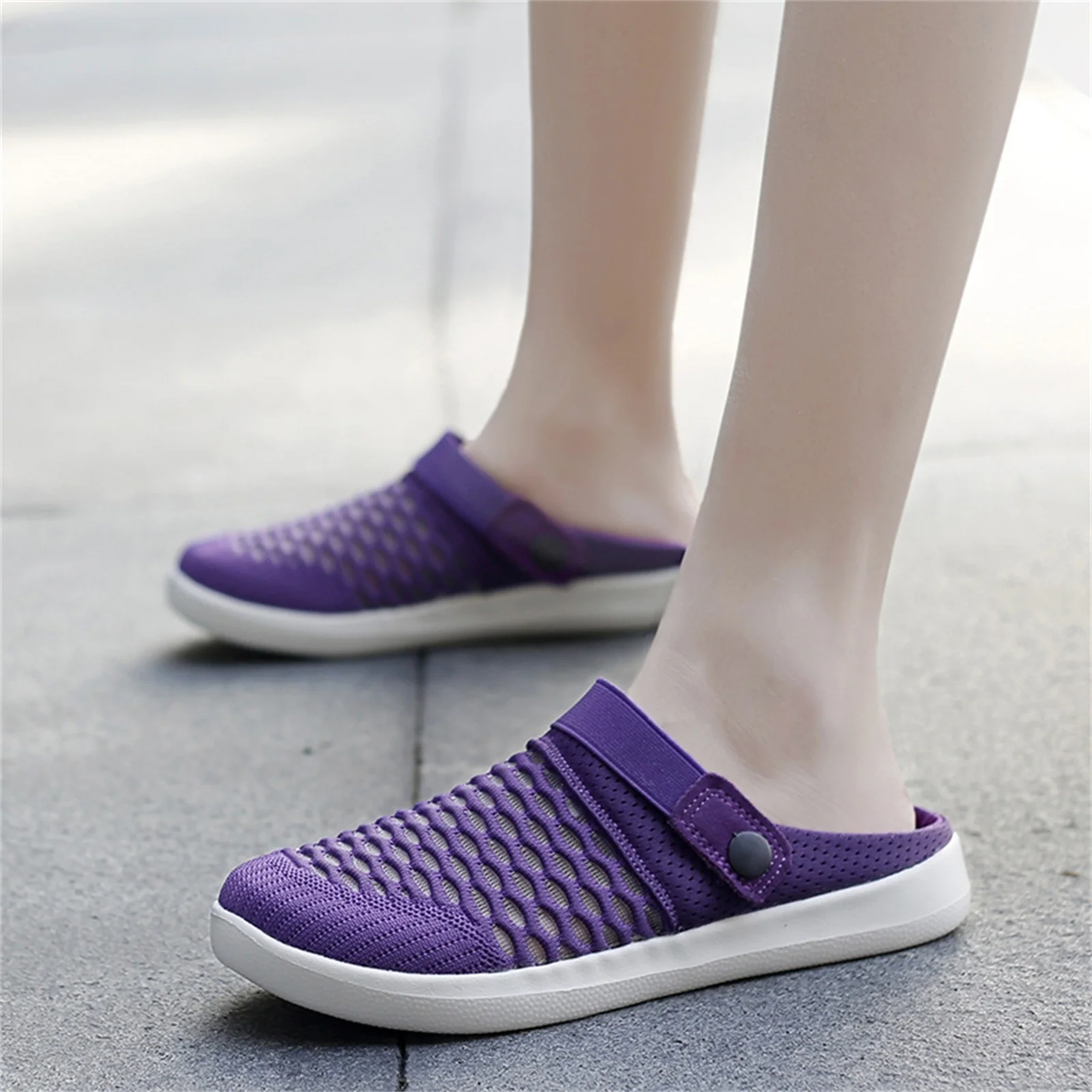 Lightning Deals of Today Prime, Women's Summer Fashion Mesh Pointed Toe Breathable Solid Color Casual Shoes Lightweight Comfortable One Foot Stirrup Shoes Women's Sports Shoes