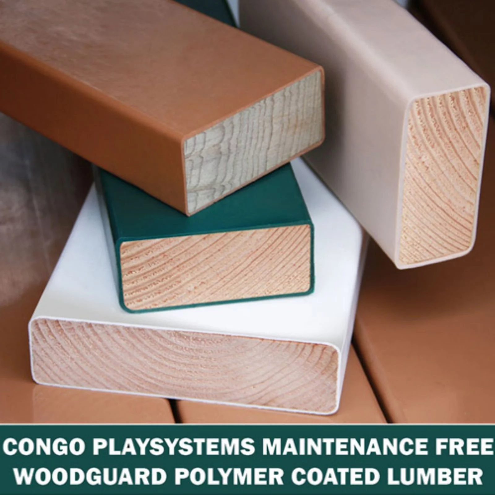 Congo Monkey Playsystem #1 with Swing Beam - Green and Sand Low Maintenance Play Set - Made in The USA - Polymer Coated Playset