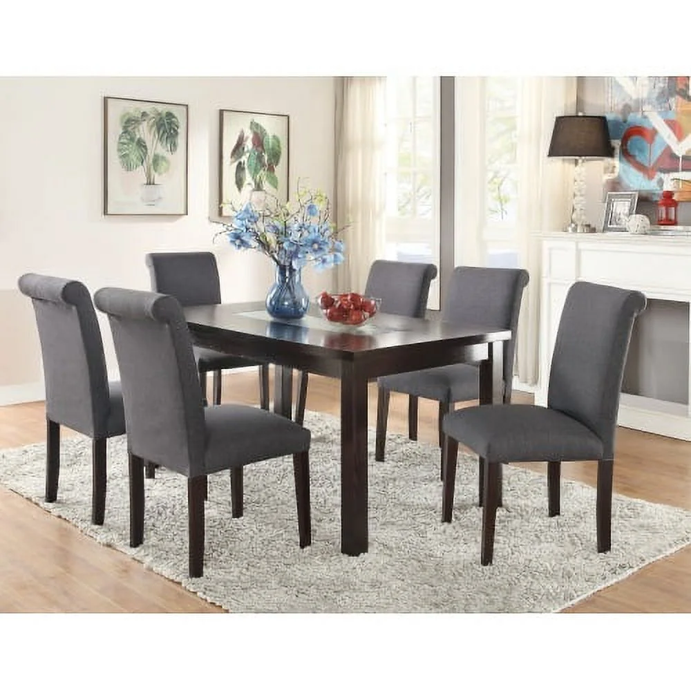 JHOOTUUO Transitional Blue Grey Polyfiber Chairs Dining Seating  Dining chairs Plywood Birch Dining Room