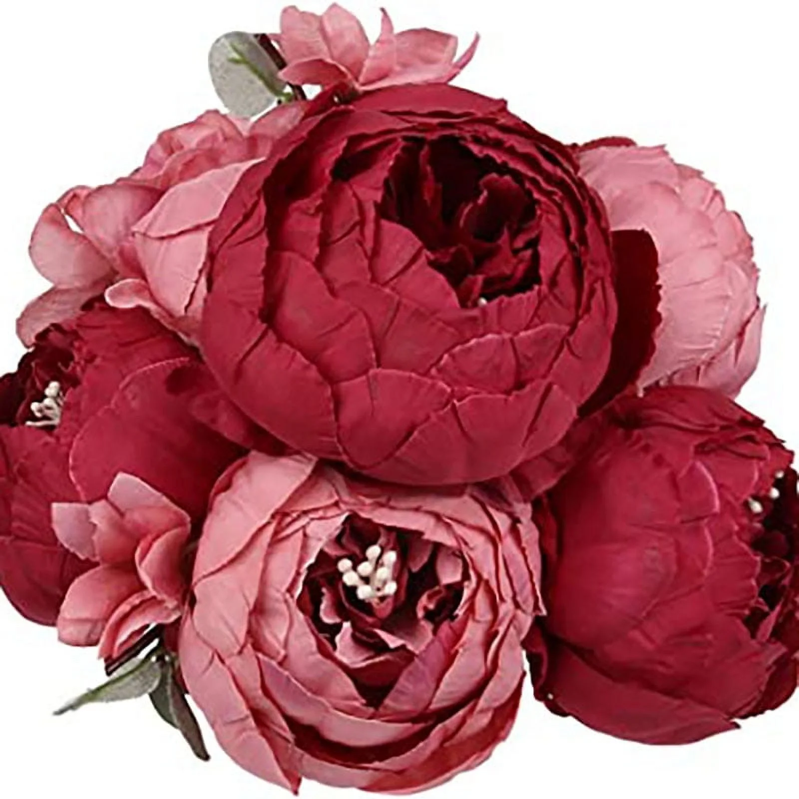 Nvzi-a Fake Flowers Vintage Artificial Peonies Silk Flowers Wedding Home Decor, 1-Pack (Claret)