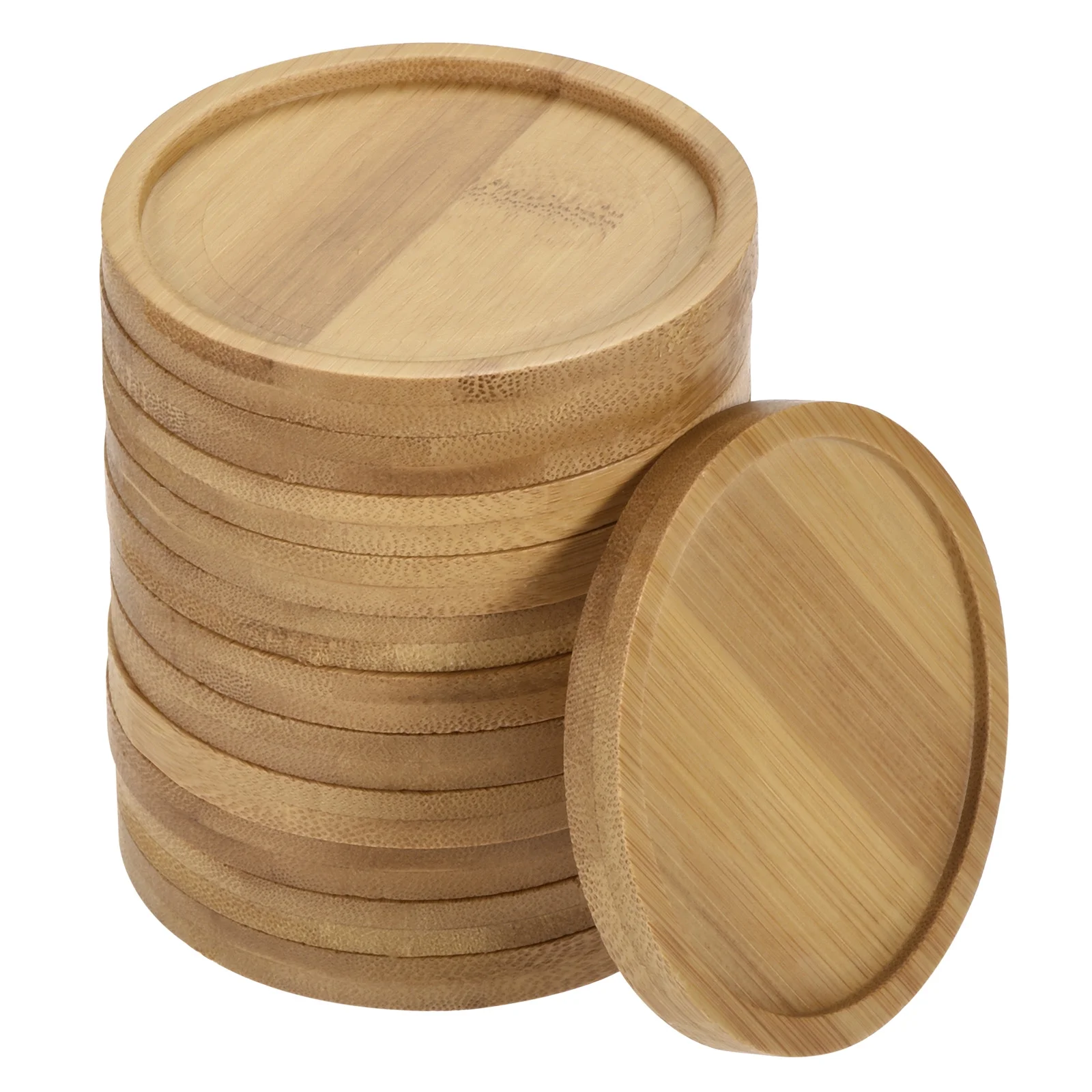 Unique Bargains Plant Pot Saucers OD Bamboo Round Flower Drip Tray for Indoor