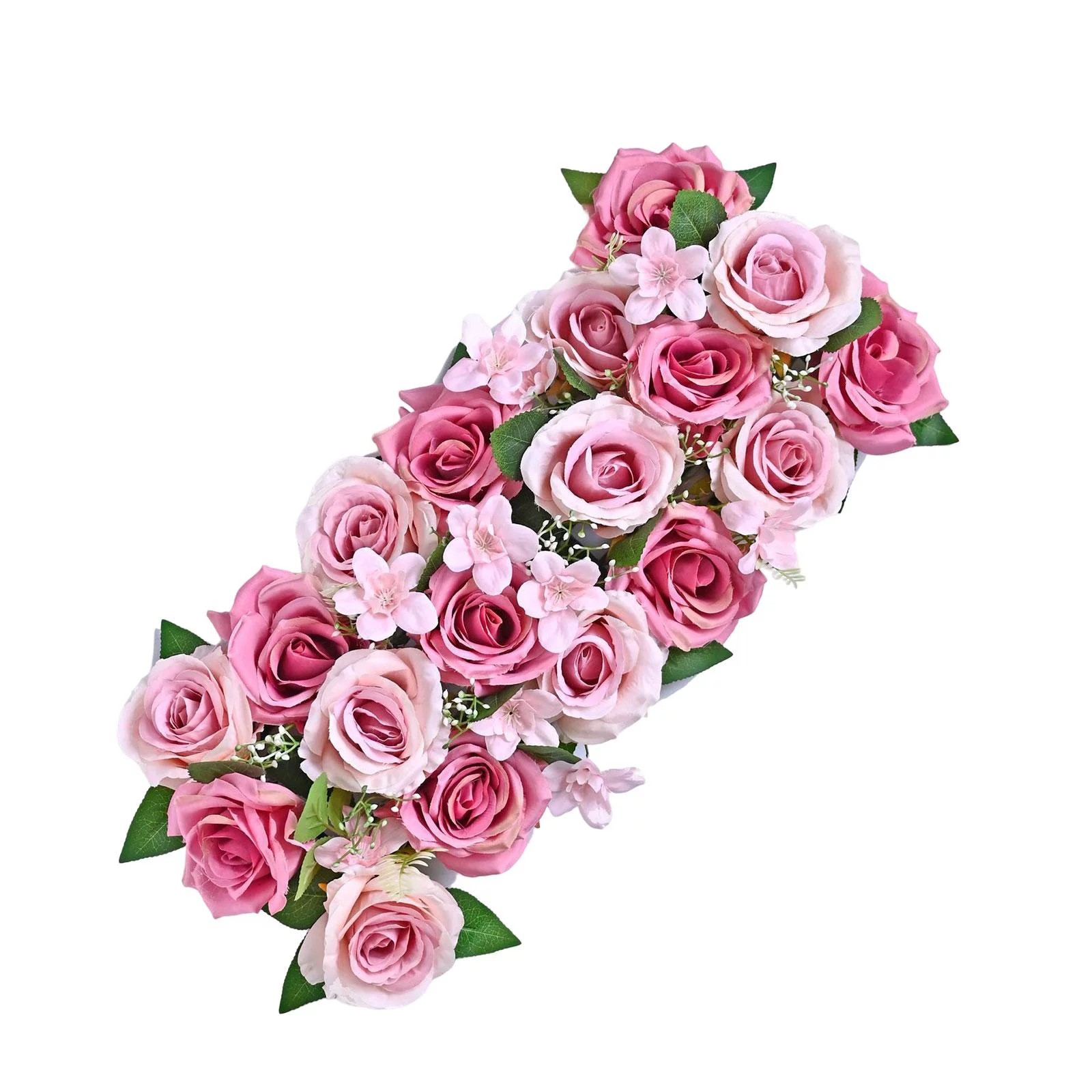 Flowers Wall Panels Centerpeice Ornament Flower Row Silk Cloth Crafts Artificial Rose Pink