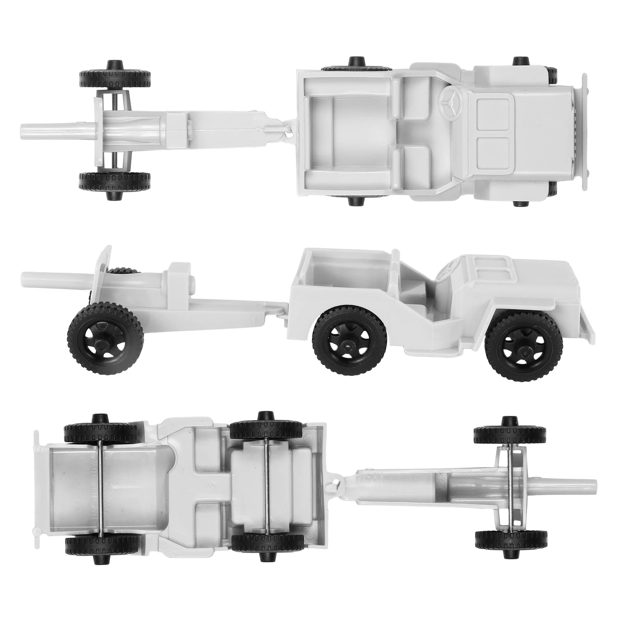 TimMee COMBAT PATROL Willys & Artillery - White 4pc Playset USA Made