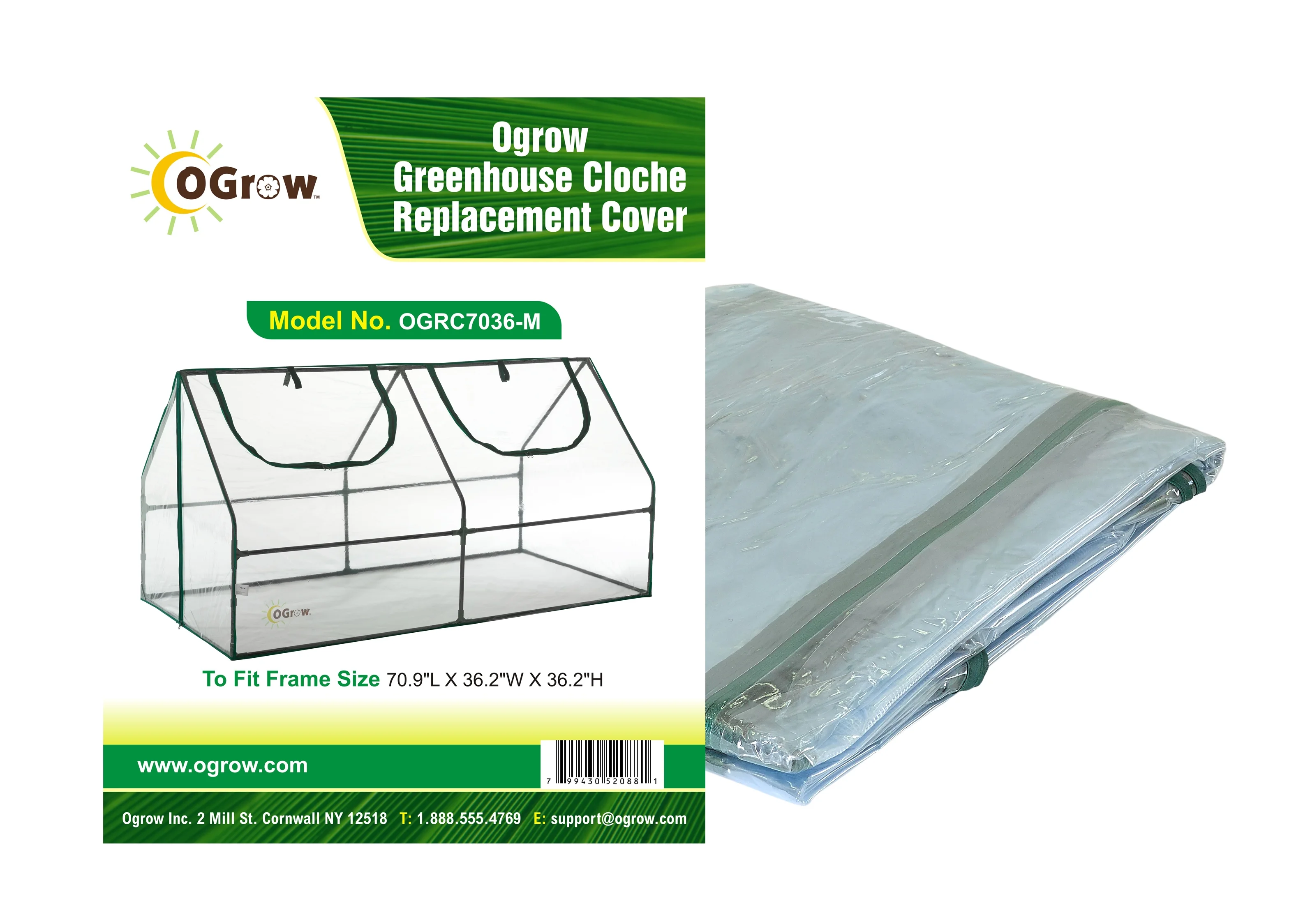 Machrus Ogrow Premium Greenhouse Replacement Cover for Your Outdoor/Indoor Greenhouse Cloche - Clear - Fits Frame 71