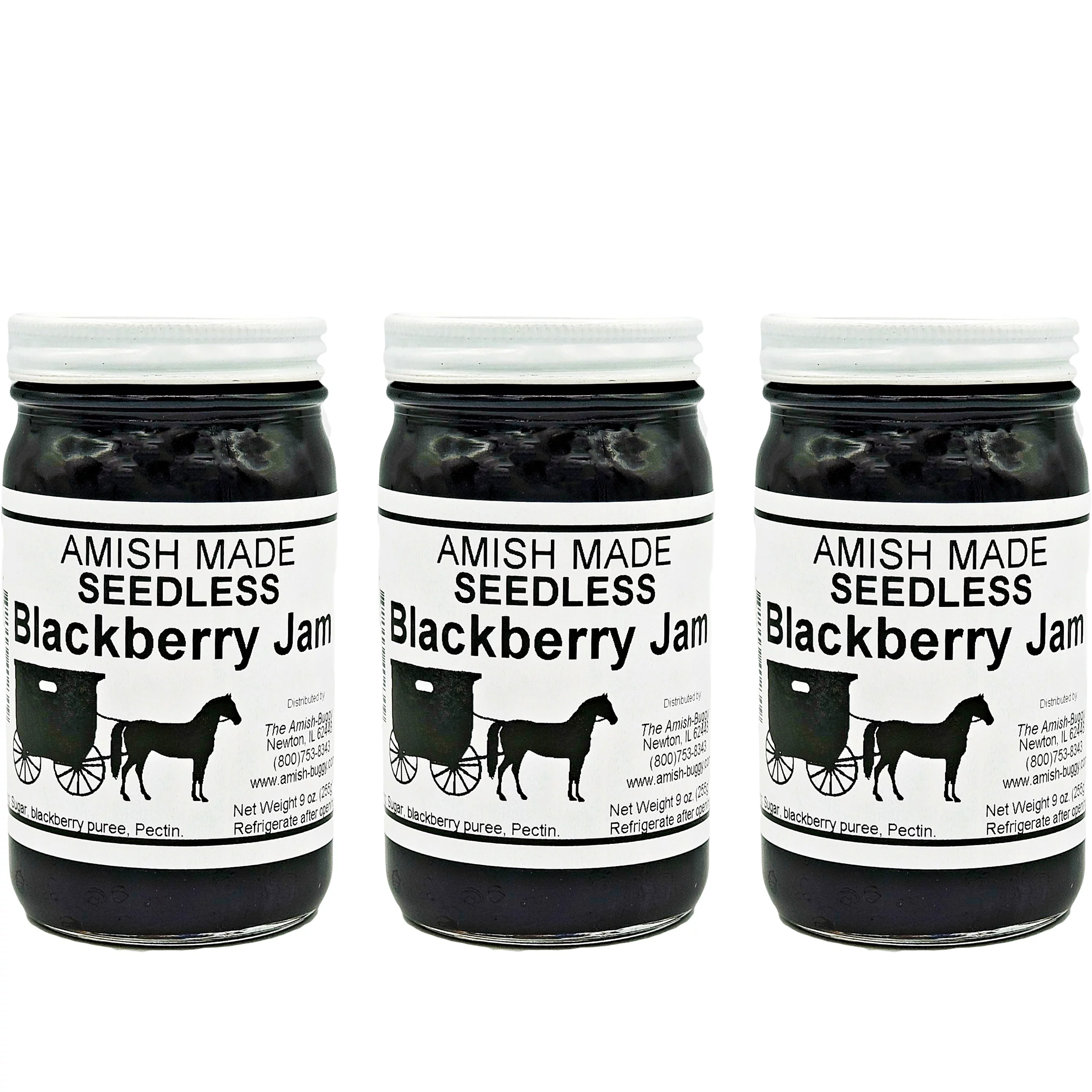 Amish Jam Seedless Blackberry - 8 Oz Set of Three Jars