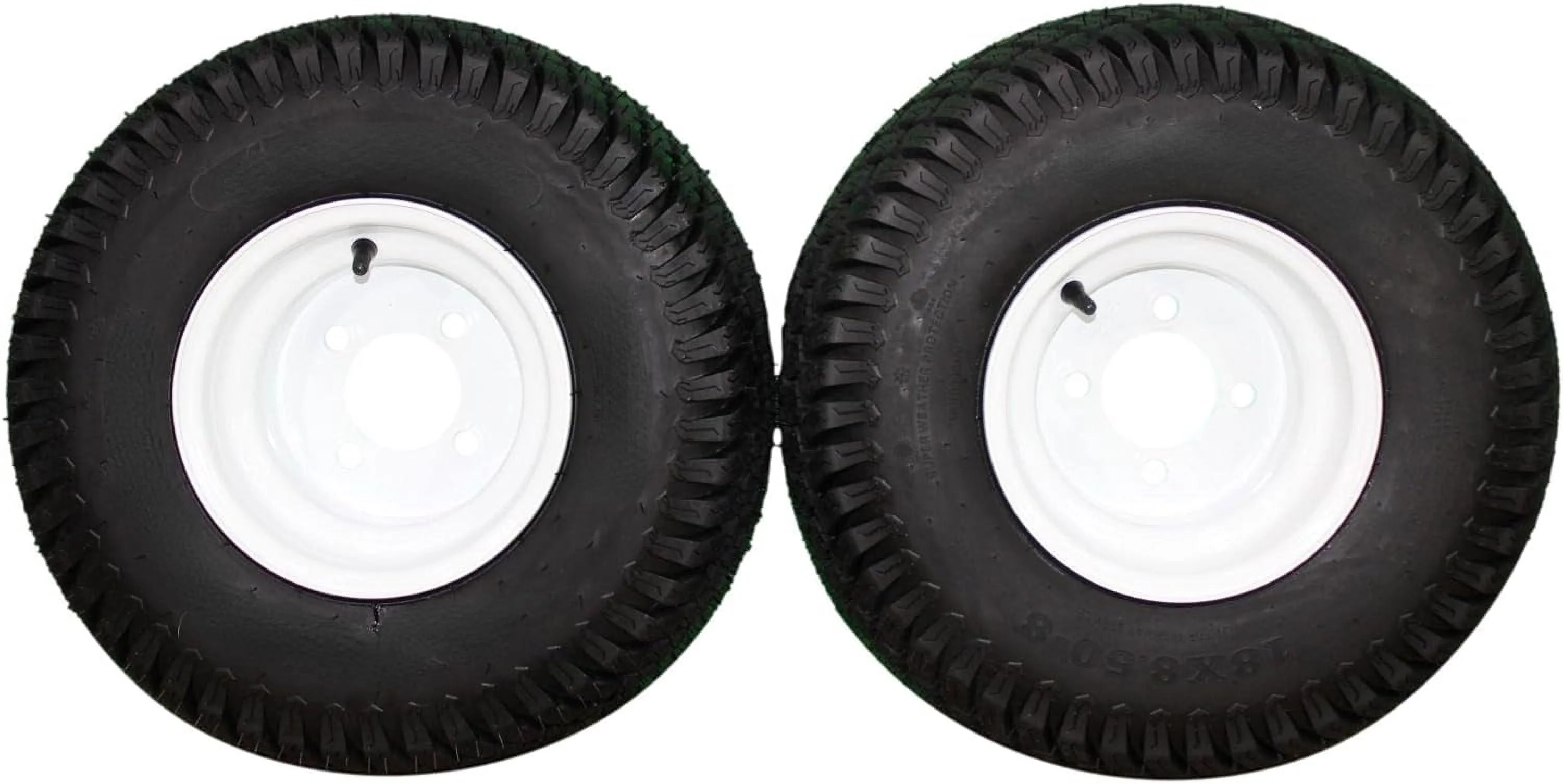 18x8.50-8 Turf Tires on 8x7 White Steel Wheels Compatible with Golf Carts and Mowers (Compatible with Toro Grandstand) (Set of 2)