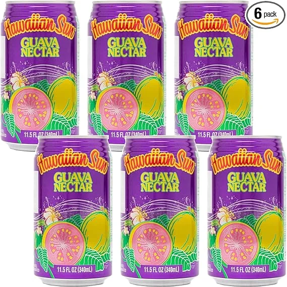 Hawaiian Sun Drinks - Guava Nectar (11.5floz x 6 cans) - Tropical Refreshing Juice