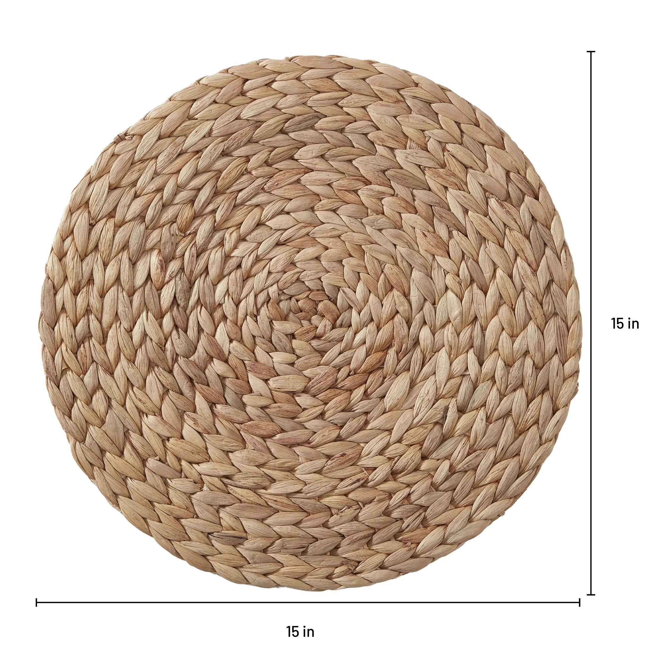 Better Homes & Gardens Round Natural Water Hyacinth Weave,Table Placemat, 15