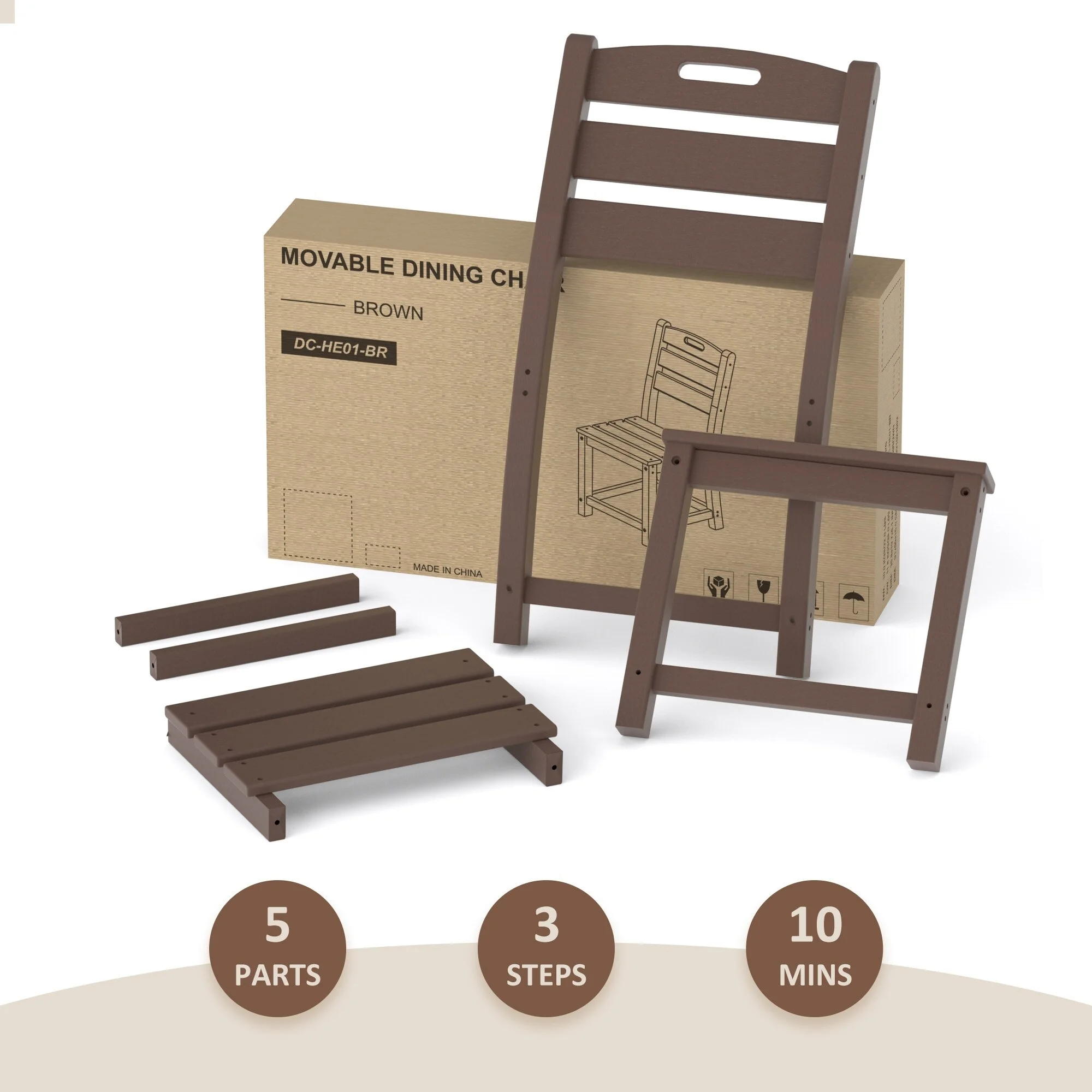 Outdoor Adirondack Patio Dining Chair - 1 PC Brown