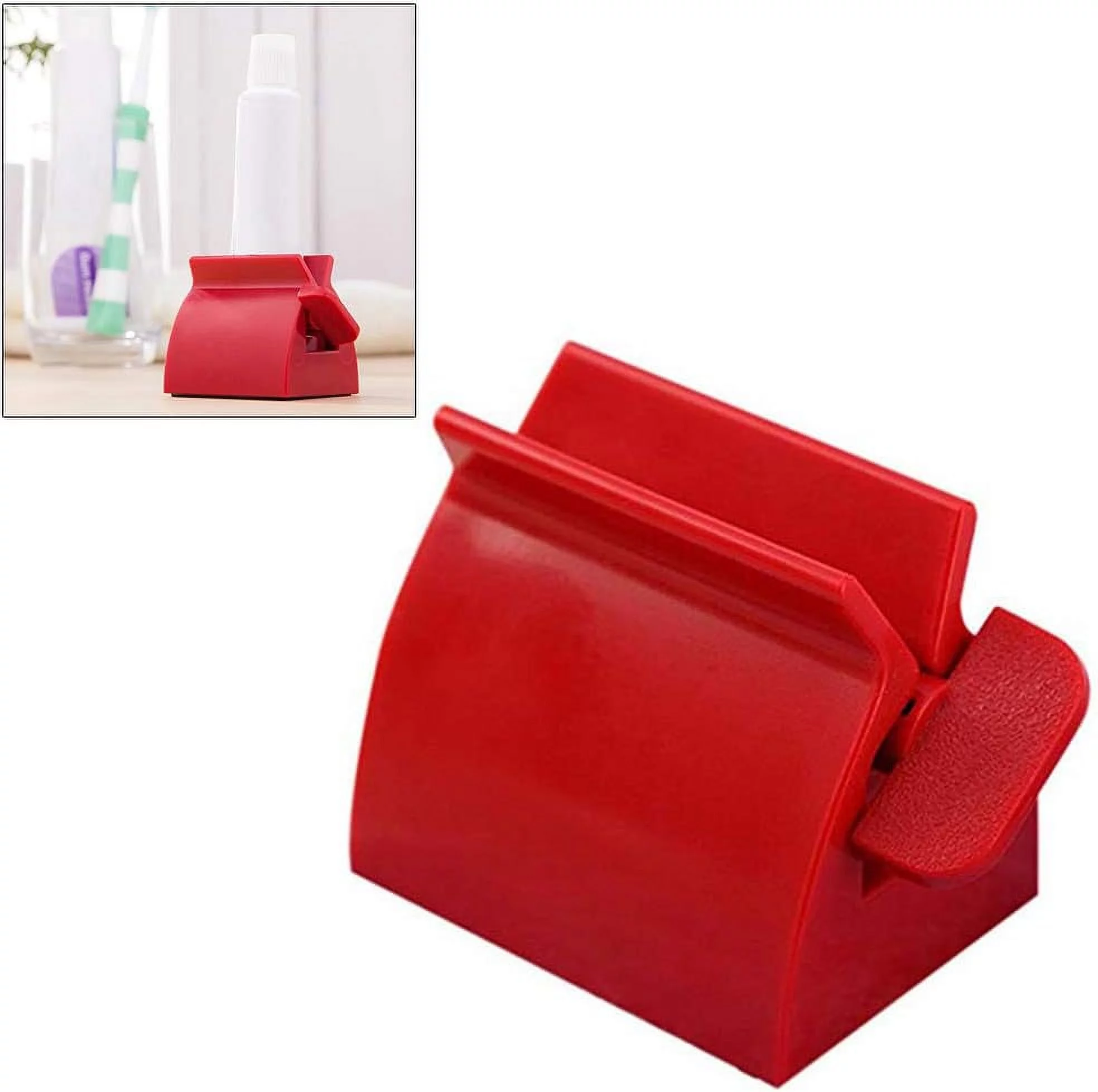 Toothpaste Press,Rolling Tube Toothpaste Squeezer Saving Face Wash Toothpaste Suitable for Bathroom Toilets (Red)