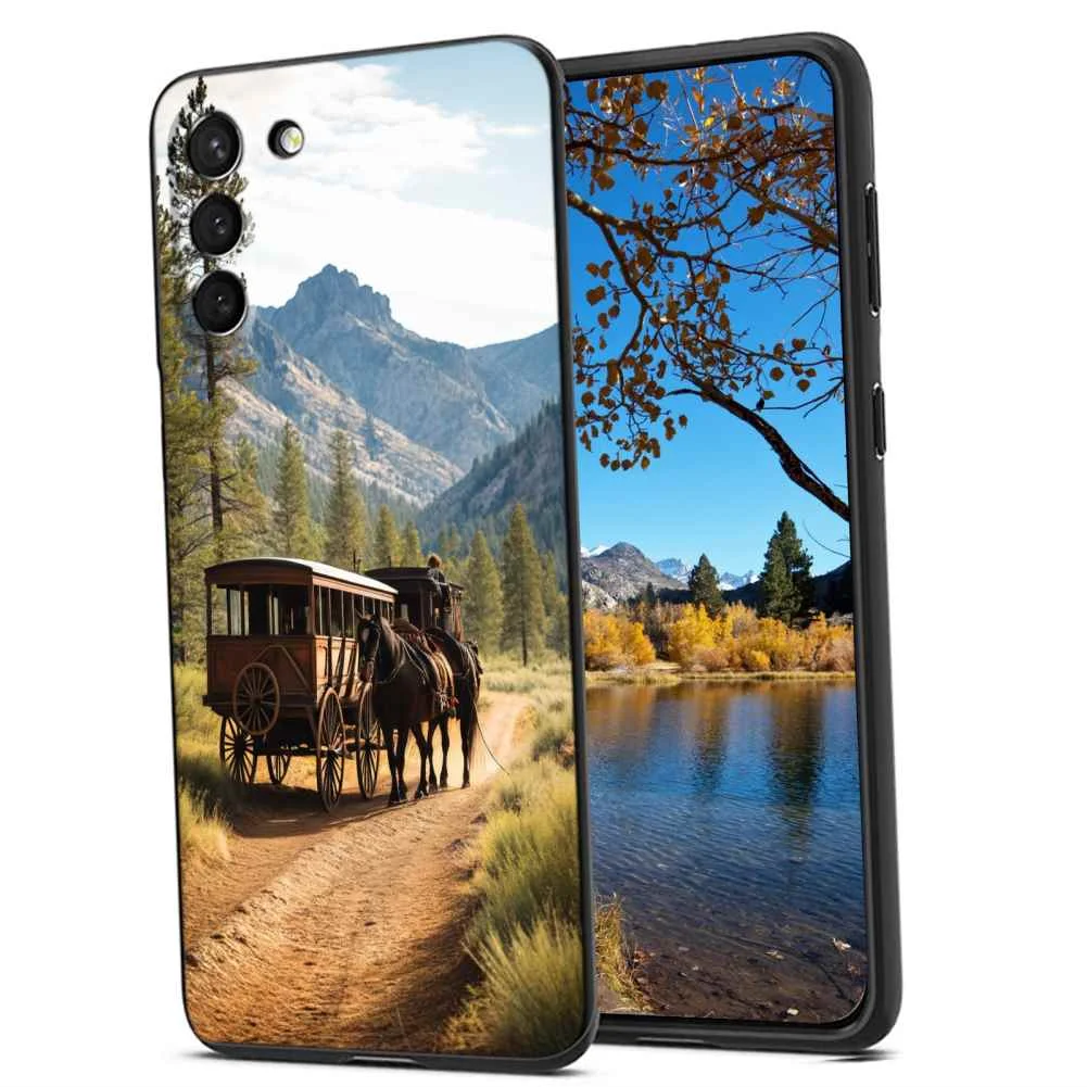 Rustic-stagecoach-adventures-4 phone case for Samsung Galaxy S21+ Plus for Women Men Gifts,Flexible Painting silicone Anti-Scratch Protective Phone Cover