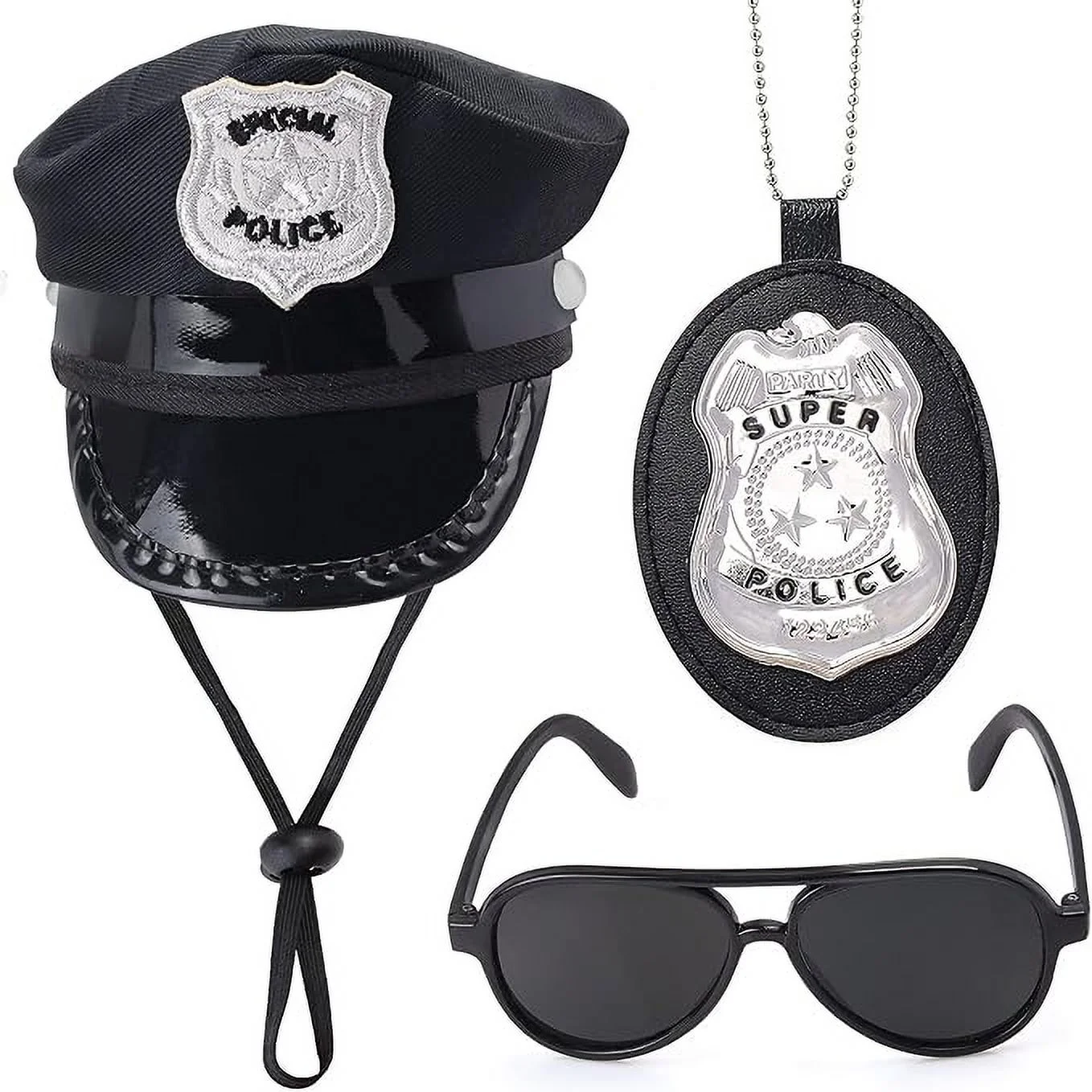 Yewong Pet Police Costume Accessory Set Pet Dog Cat Police Hat Badge Aviator Sunglasses Pet Dress Up Kit for Halloween Christmas Cosplay Role Play Party (Set-A)
