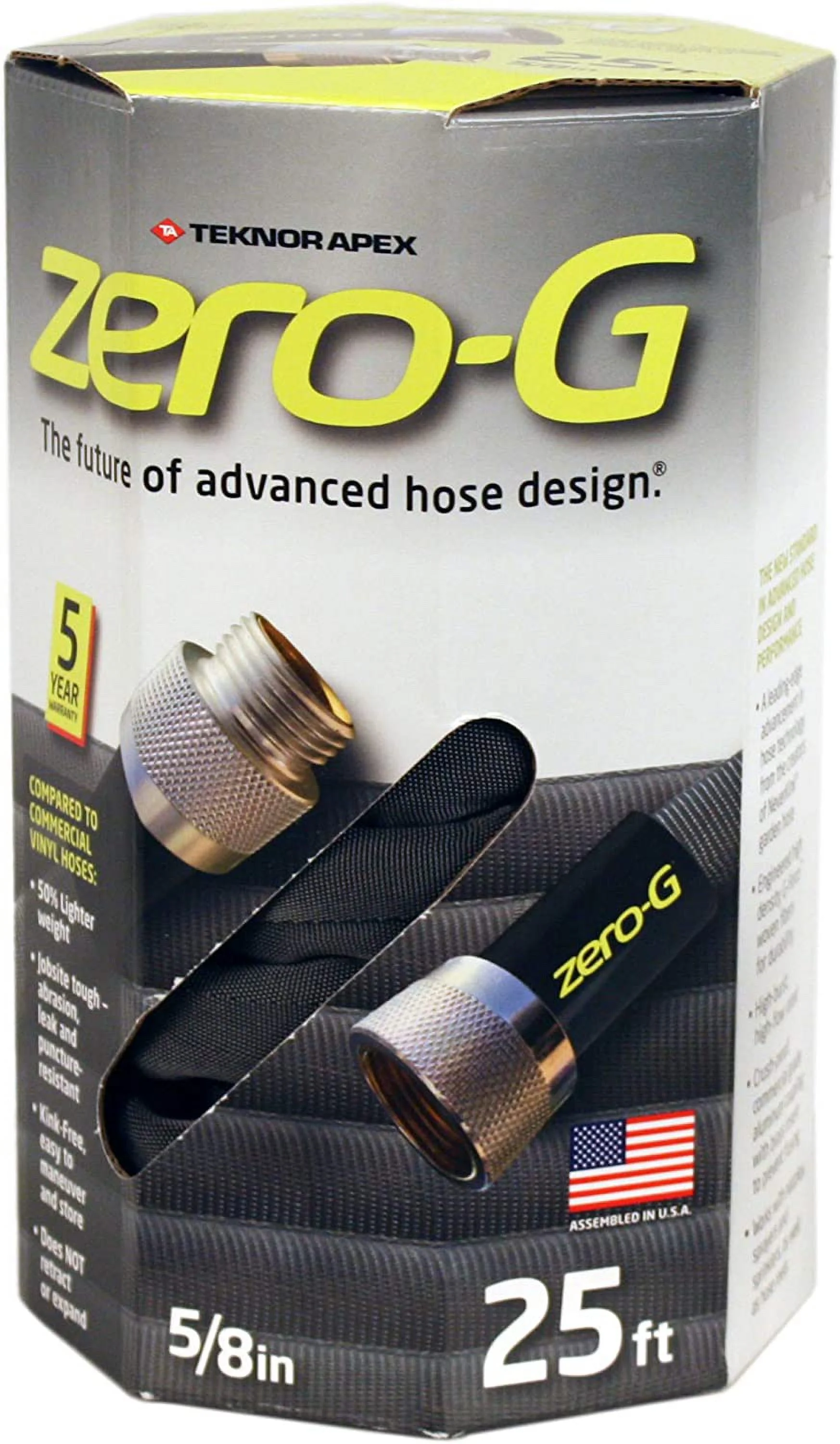 zero-G 25' Lightweight, Ultra Flexible, Durable, Kink-Free Garden Hose, 5/8-Inch by 50-Feet (5/8