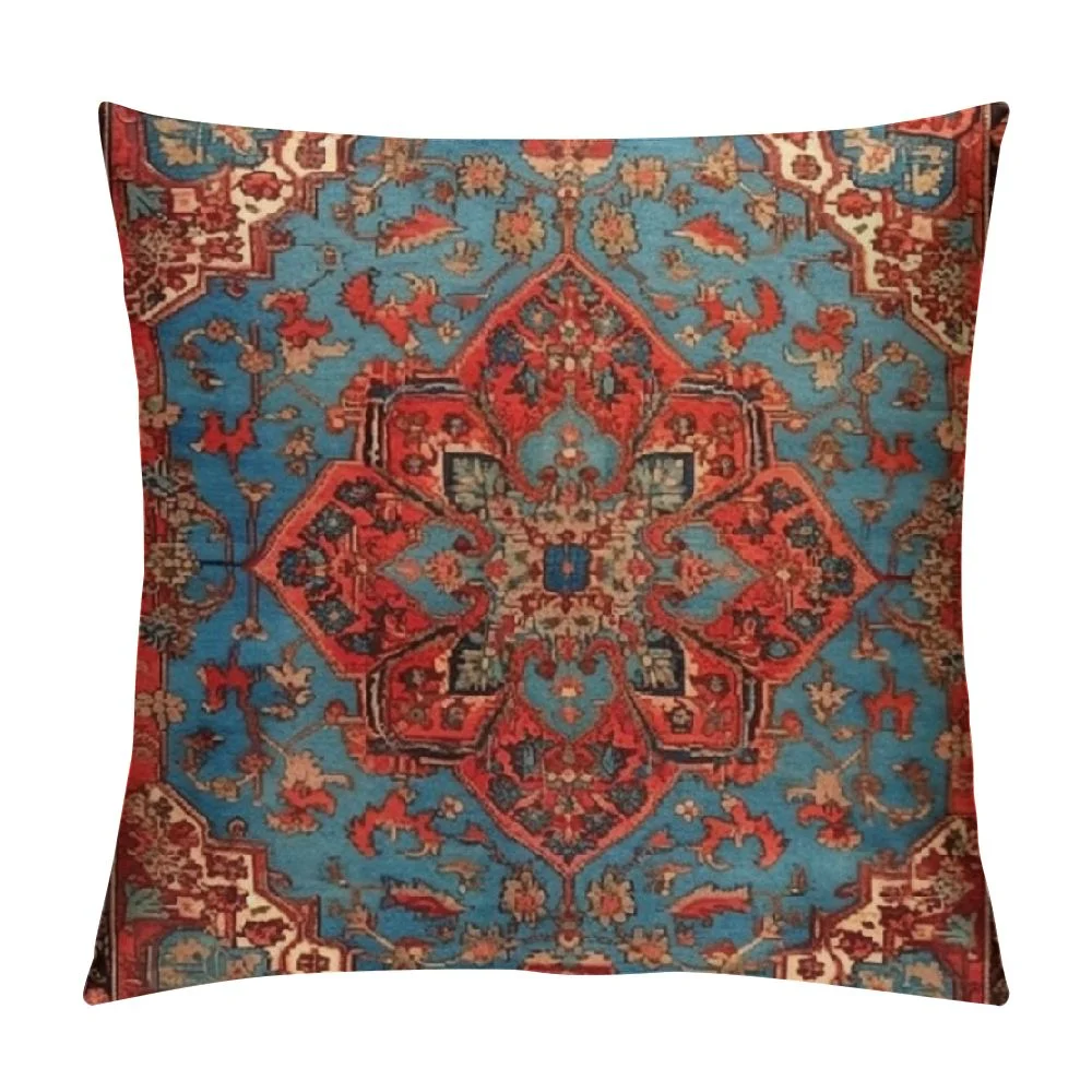 JEUXUS Bidjar Antique Kurdish Northwest Persian Rug Print Throw Pillow Cover Soft Decorative Vintage Throw Pillowcases Cushion Case for Home Decor Living Room Bed Couch Sofa Car Outdoor