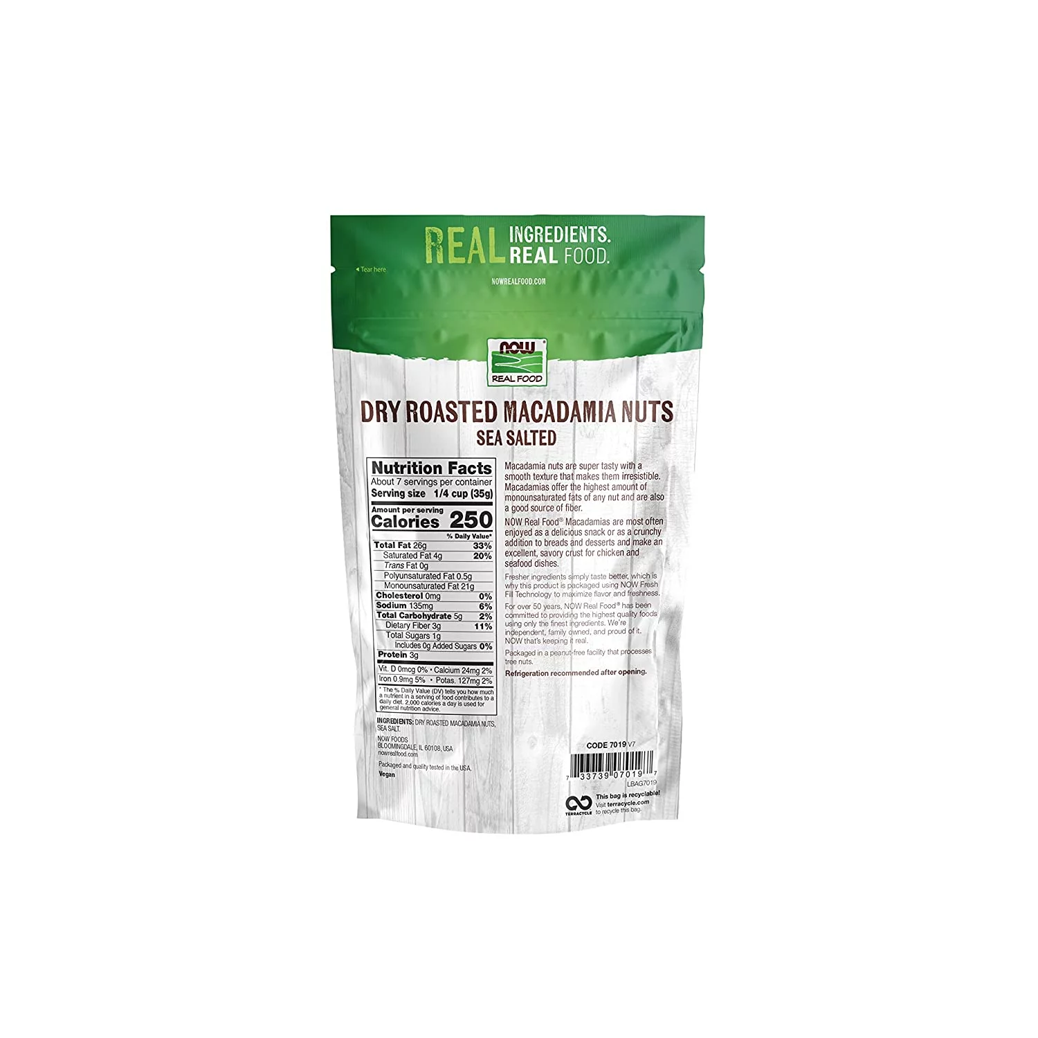 Now Foods, Real Food, Macadamia Nuts, Dry Roasted, Salted, 9 oz