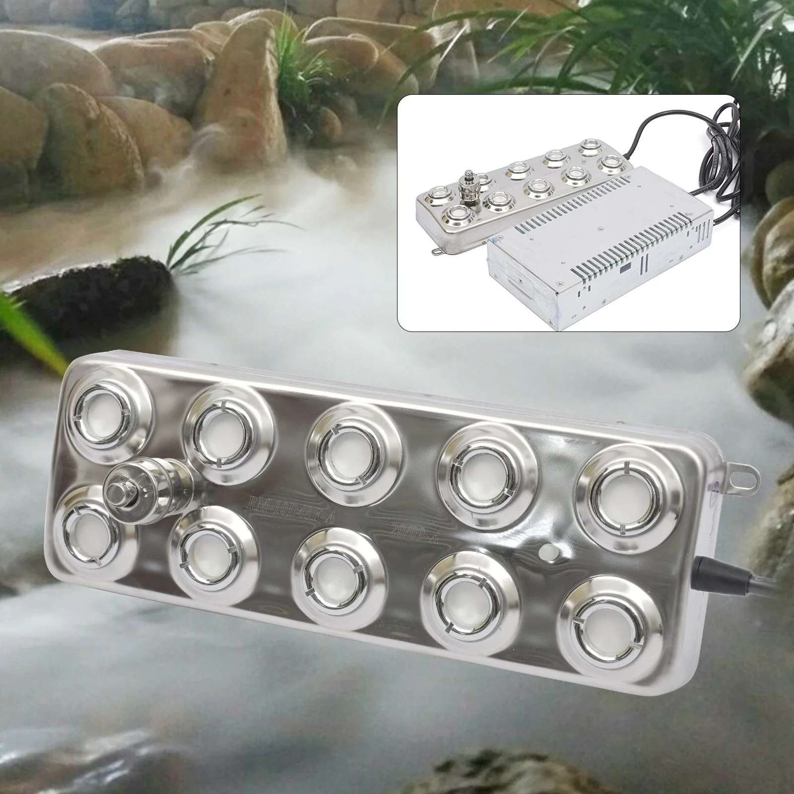 Wuzstar Waterproof Ultrasonic Mist Maker 10 Head Air-Cooled Fogger Water Fountain Pond Atomizer 360W