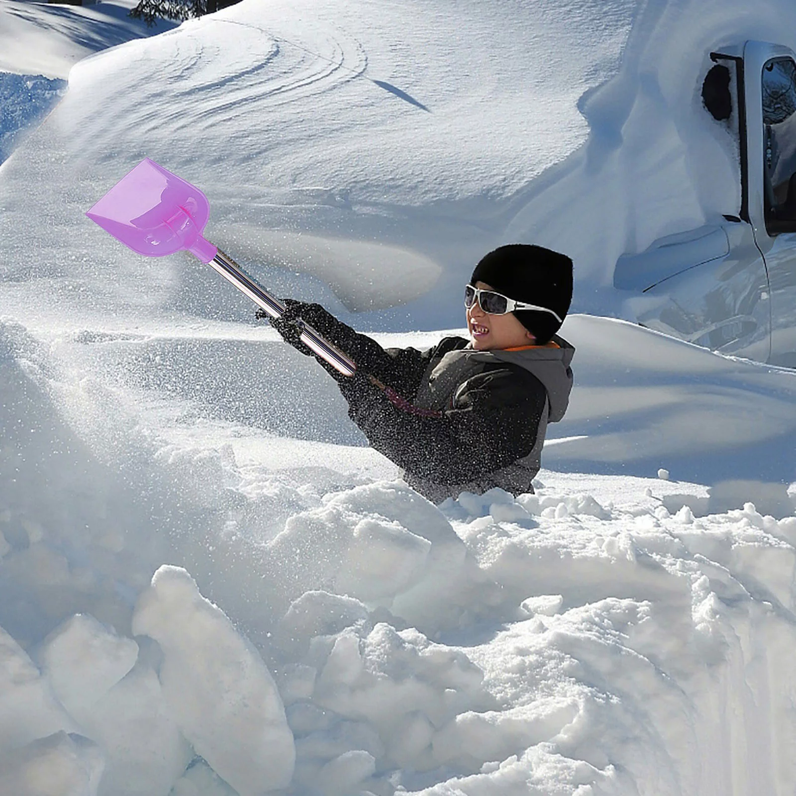 TOYFUNNY Children's Snow Shovel Children's Beach Shovel with Stainless Steel Handle
