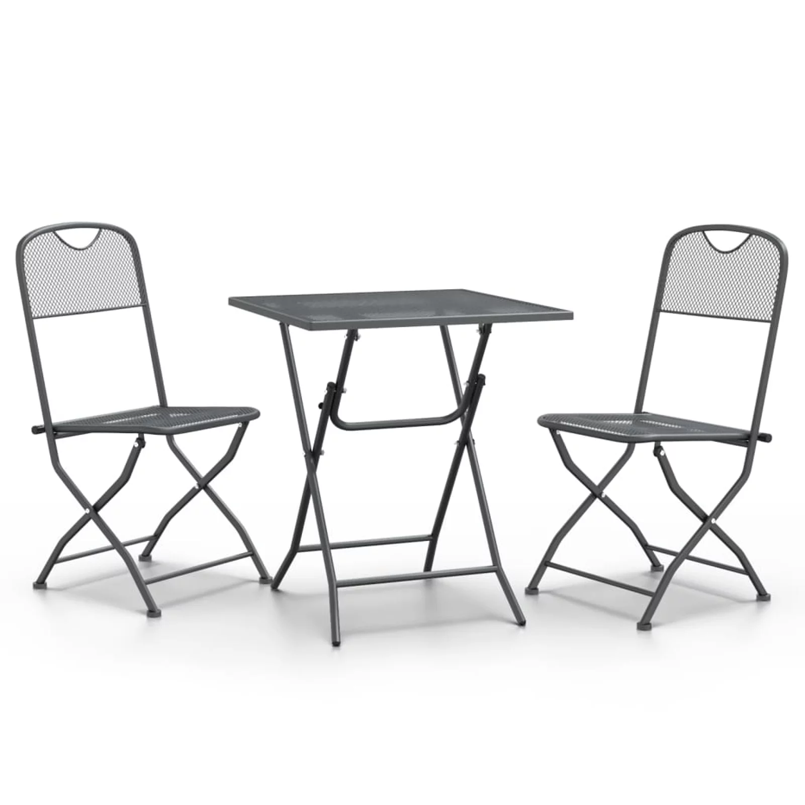 Tomshoo 3 Piece Patio Dining Set Expanded Metal Mesh Anthracite