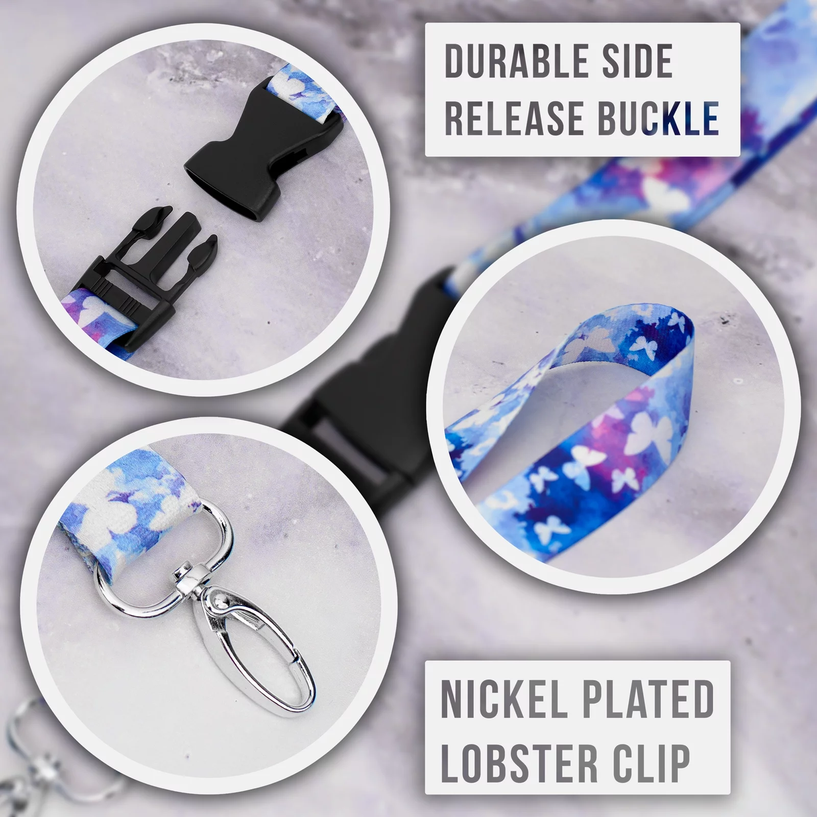 Country Brook Design® 1 inch Watercolor Butterflies Neck Strap Lanyard