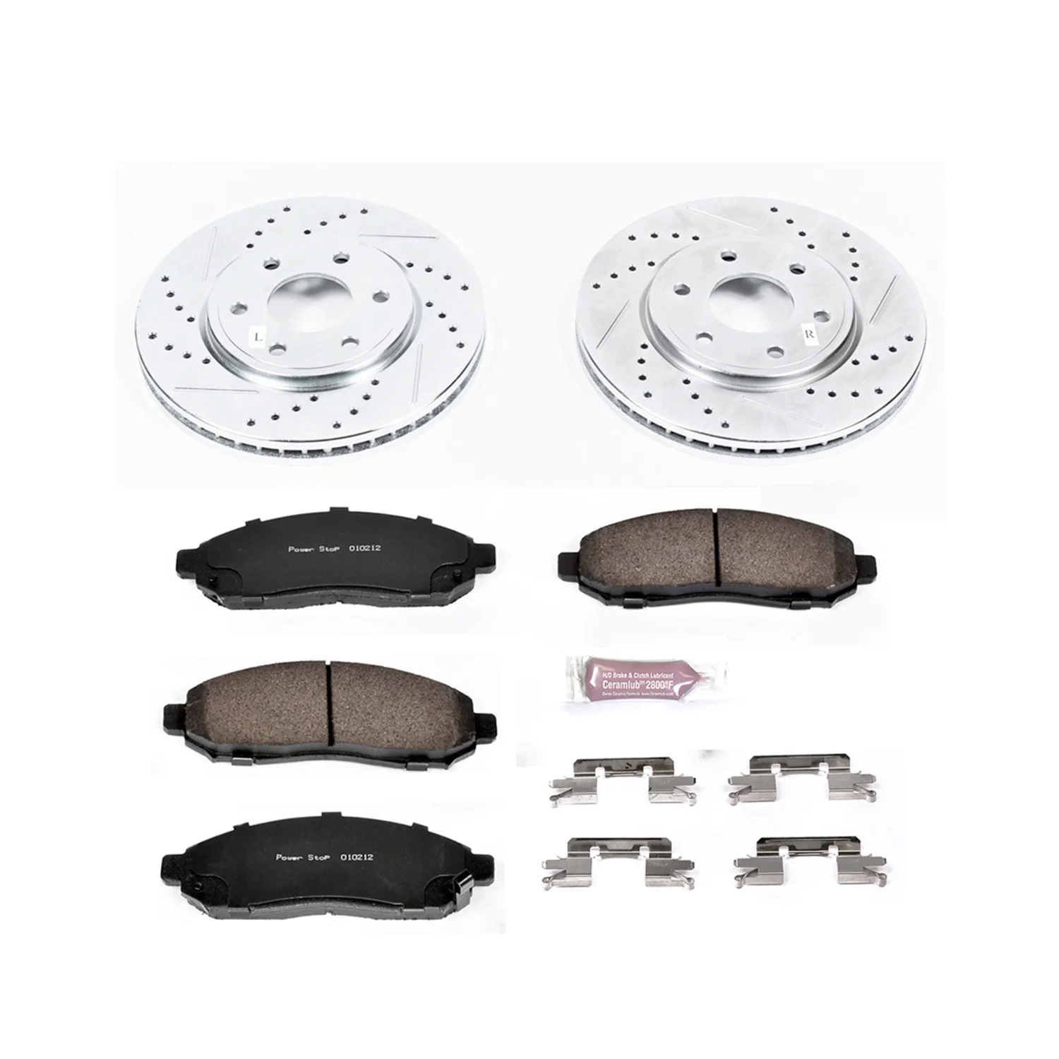 Power Stop Front Ceramic Brake Pad and Drilled & Slotted Rotor Kit K4611