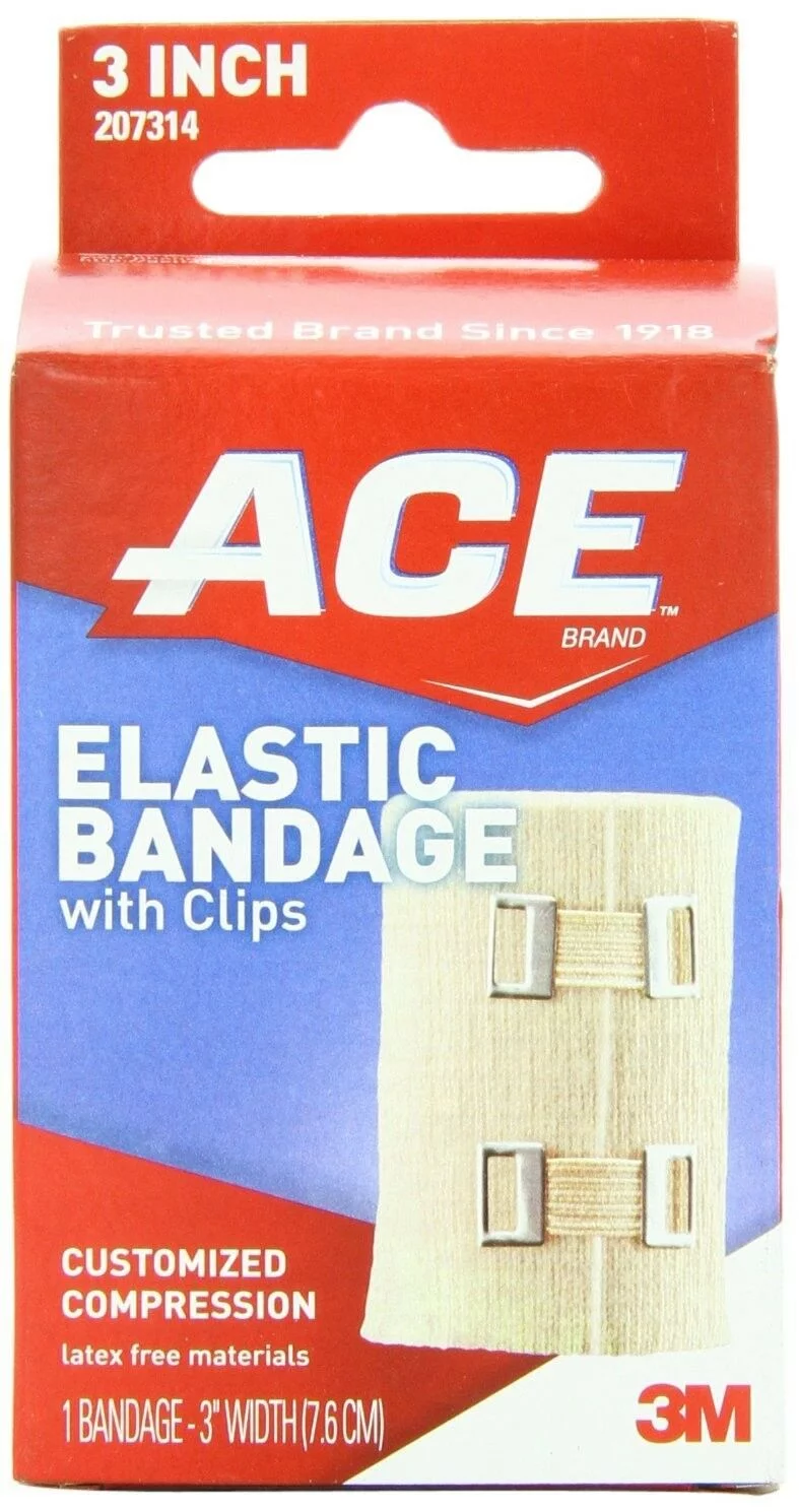 Ace Elastic Bandage W/ Clips Customize Compression & Odor Resistant, 3 In